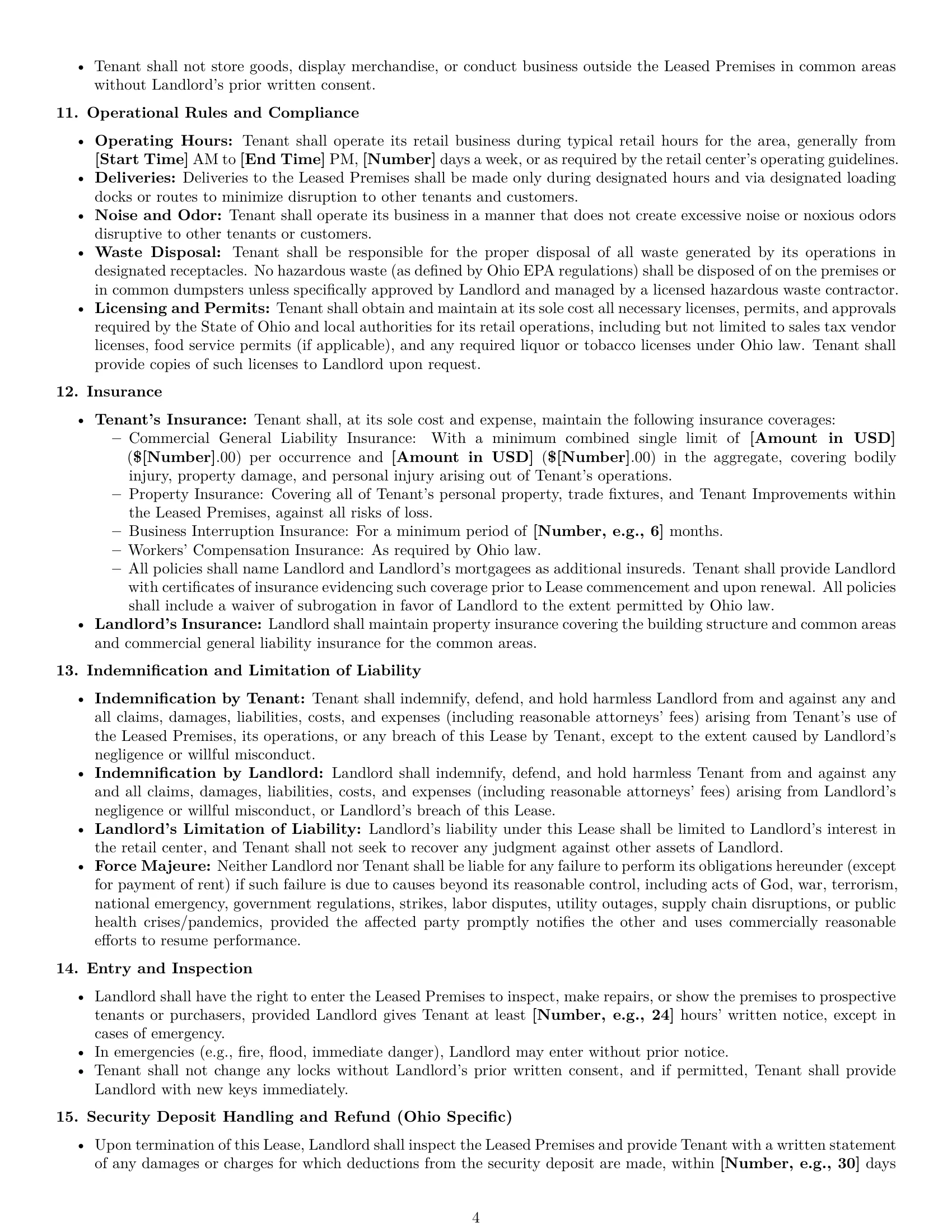 Preview page 4 of Pro Ohio retail lease agreement template