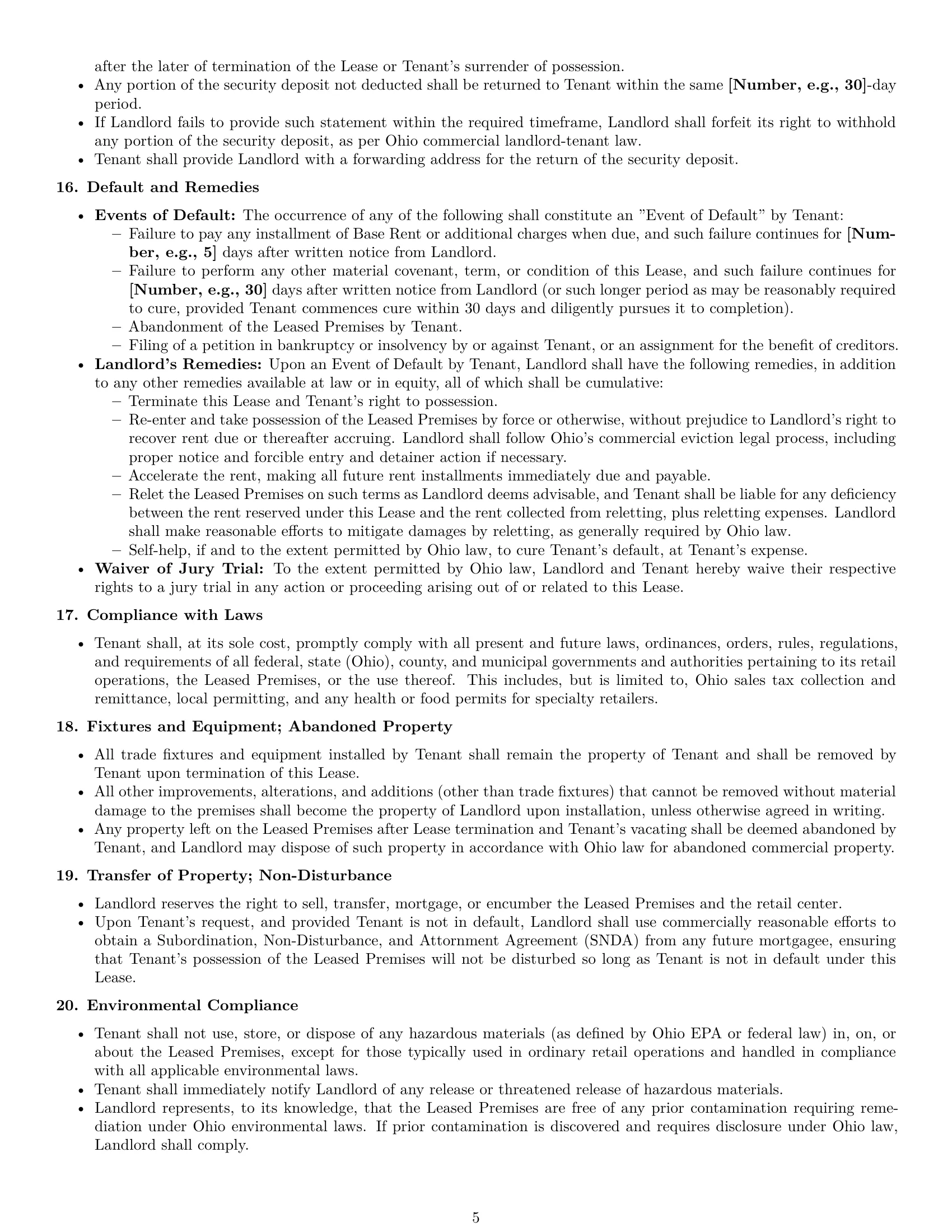 Preview page 5 of Pro Ohio retail lease agreement template