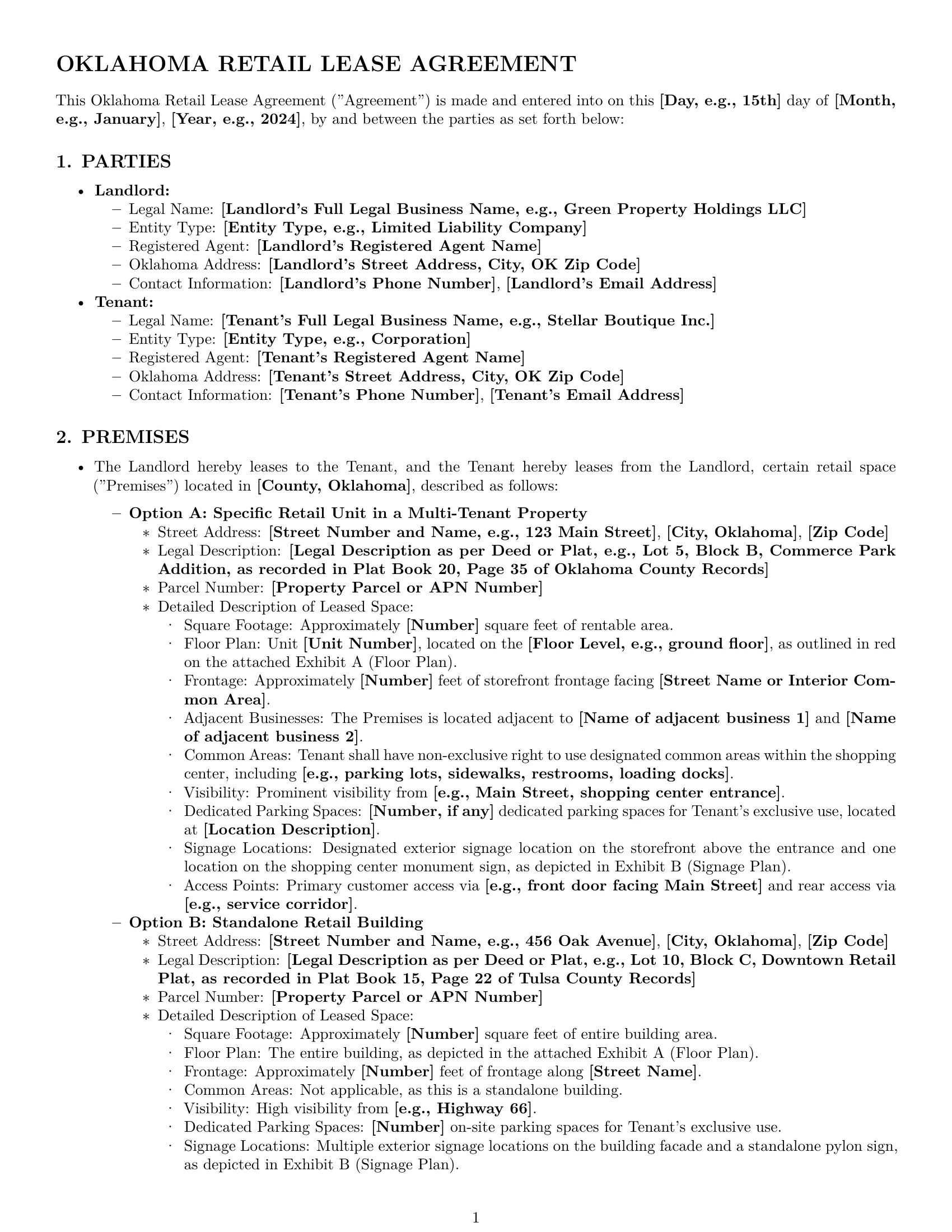 Preview page 1 of Pro Oklahoma retail lease agreement template