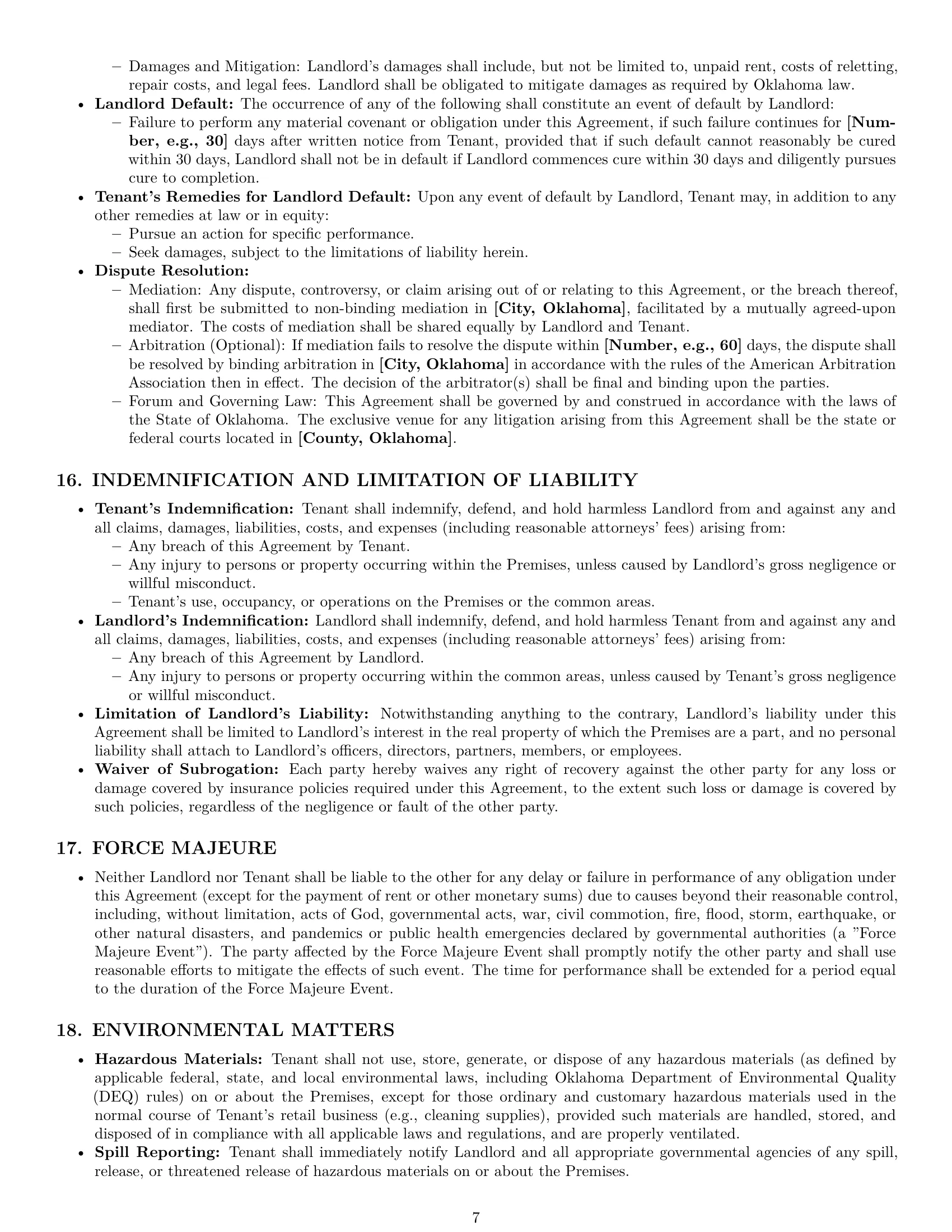 Preview page 7 of Pro Oklahoma retail lease agreement template