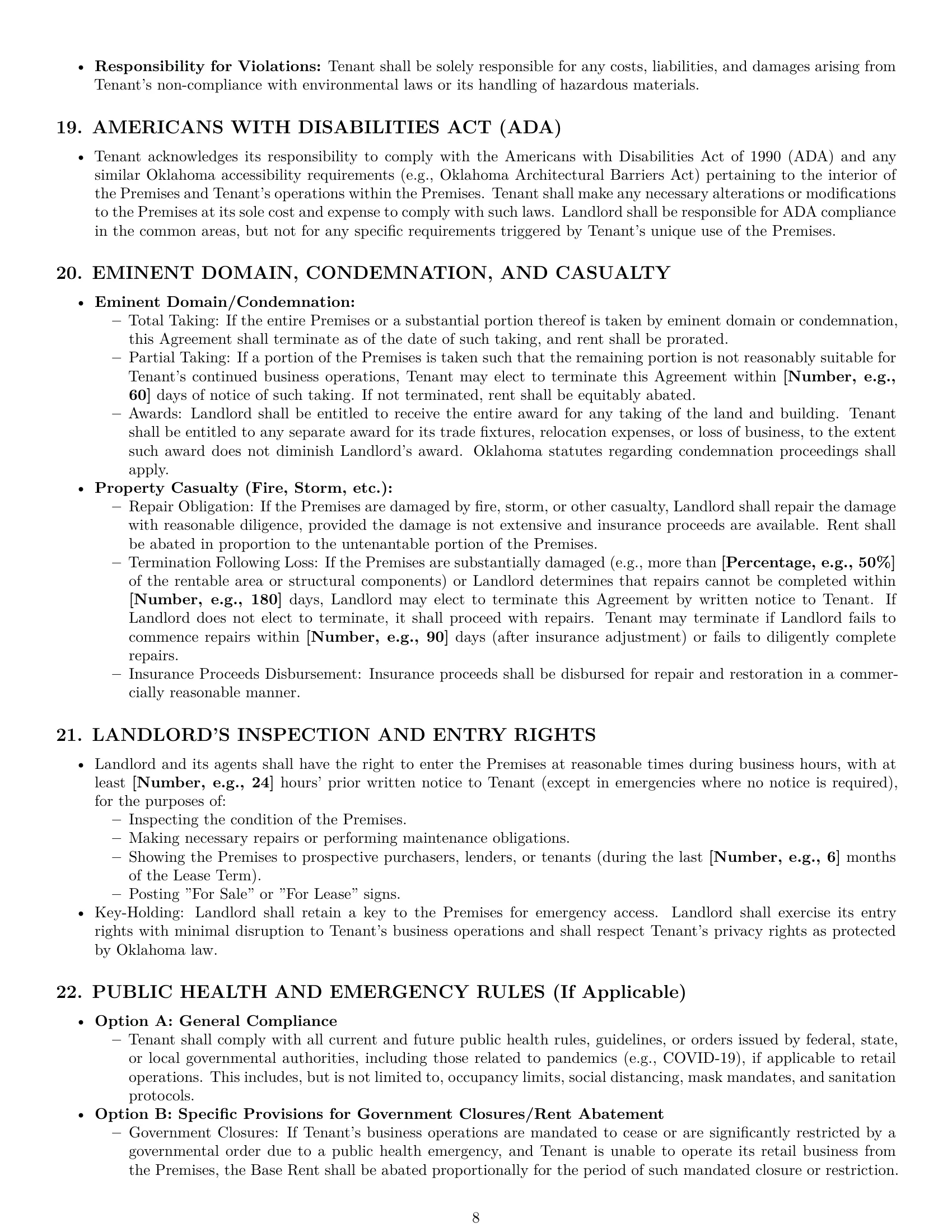 Preview page 8 of Pro Oklahoma retail lease agreement template