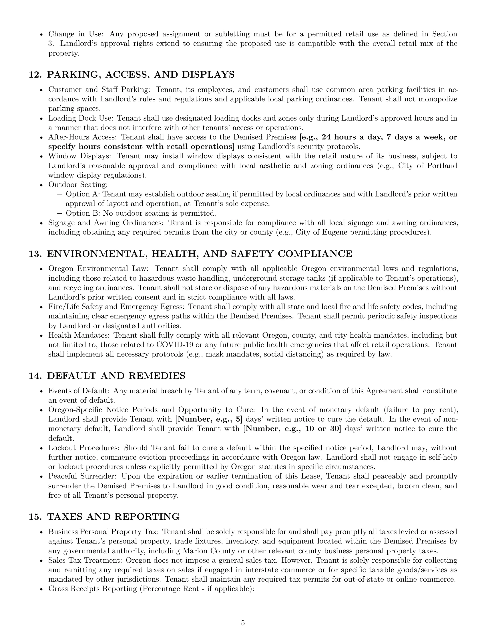 Preview page 5 of Pro Oregon retail lease agreement template