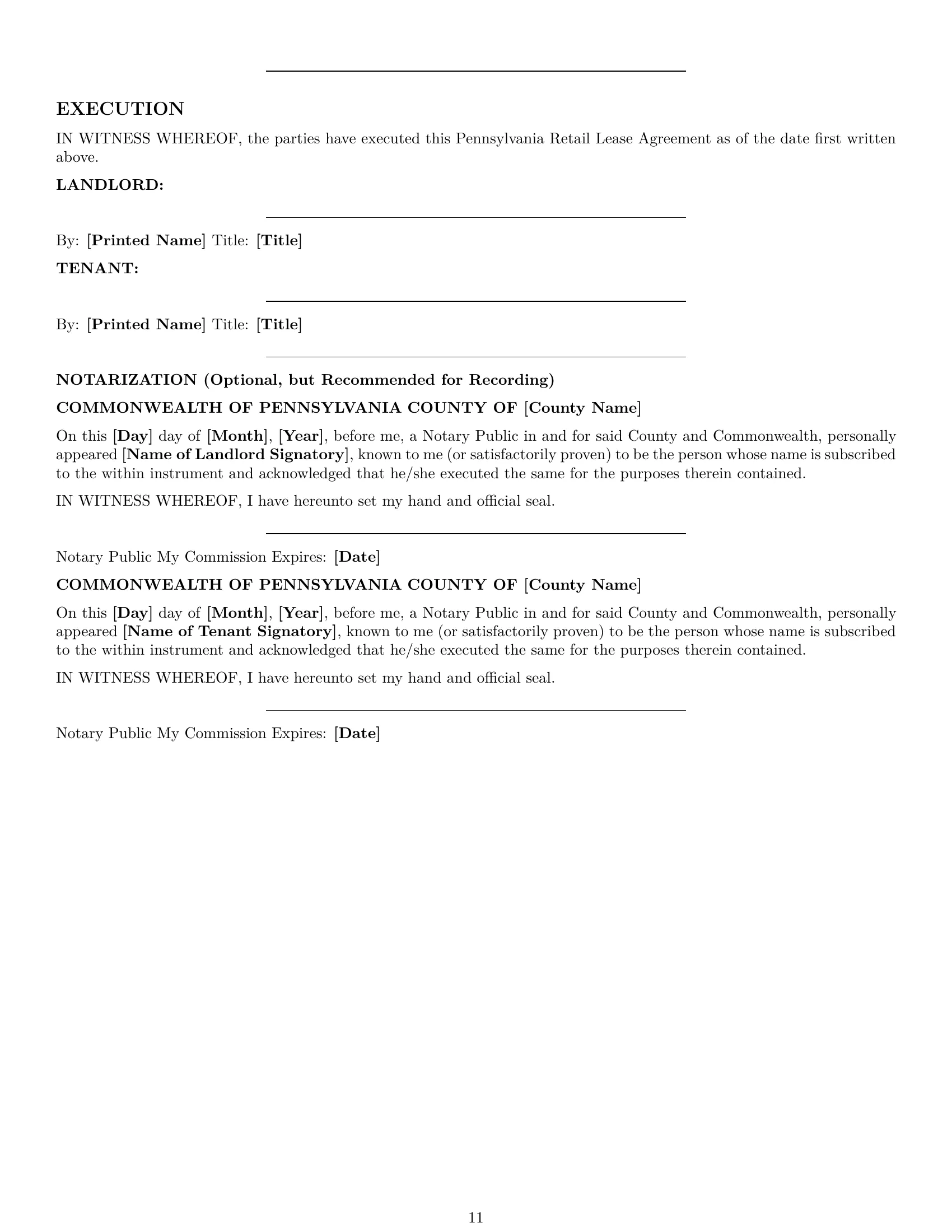 Preview page 11 of Pro Pennsylvania retail lease agreement template