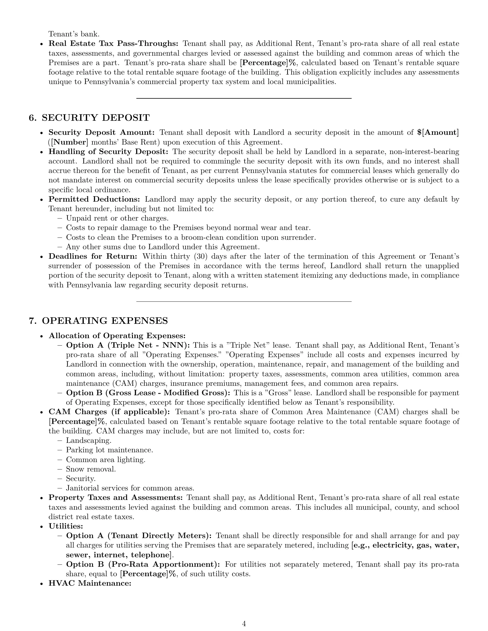 Preview page 4 of Pro Pennsylvania retail lease agreement template