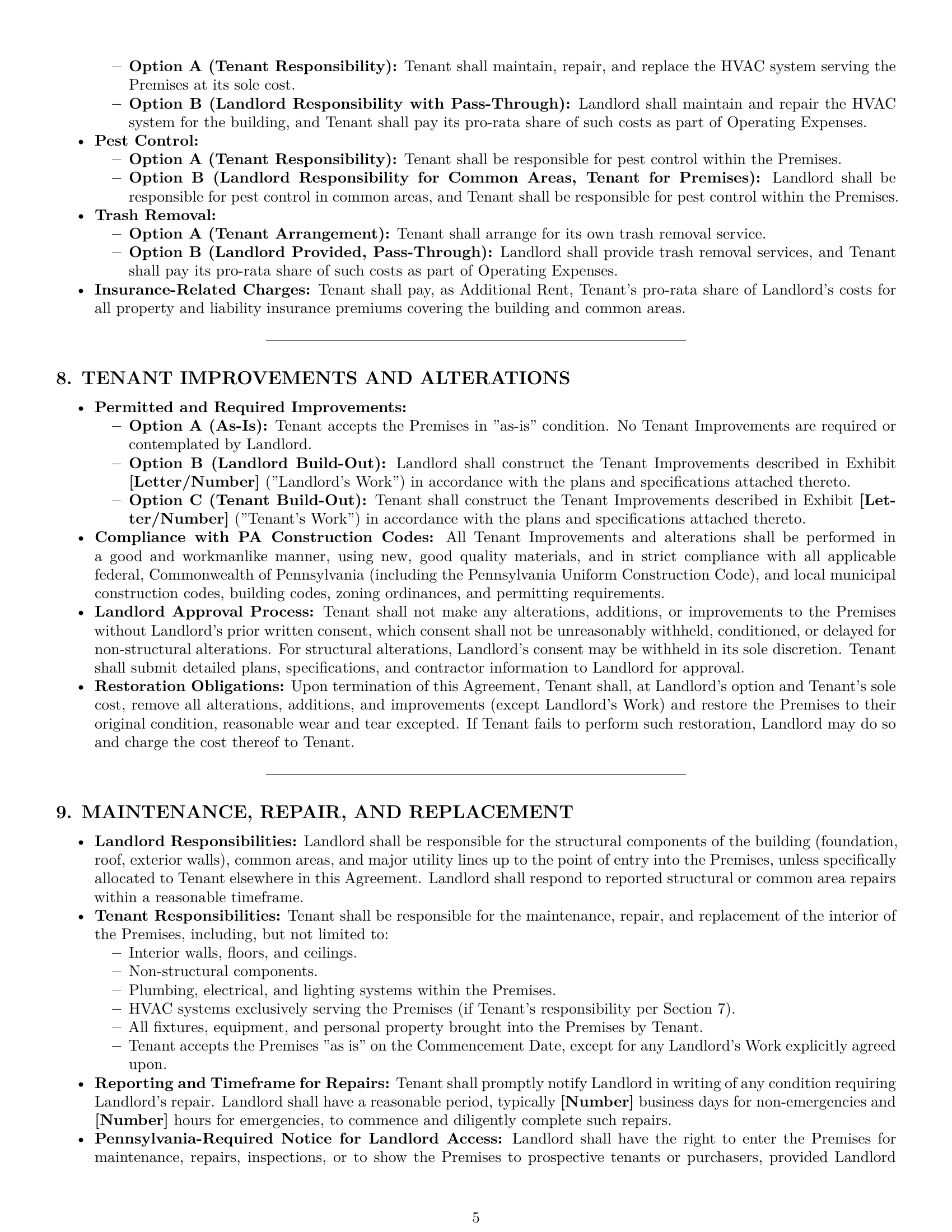 Preview page 5 of Pro Pennsylvania retail lease agreement template