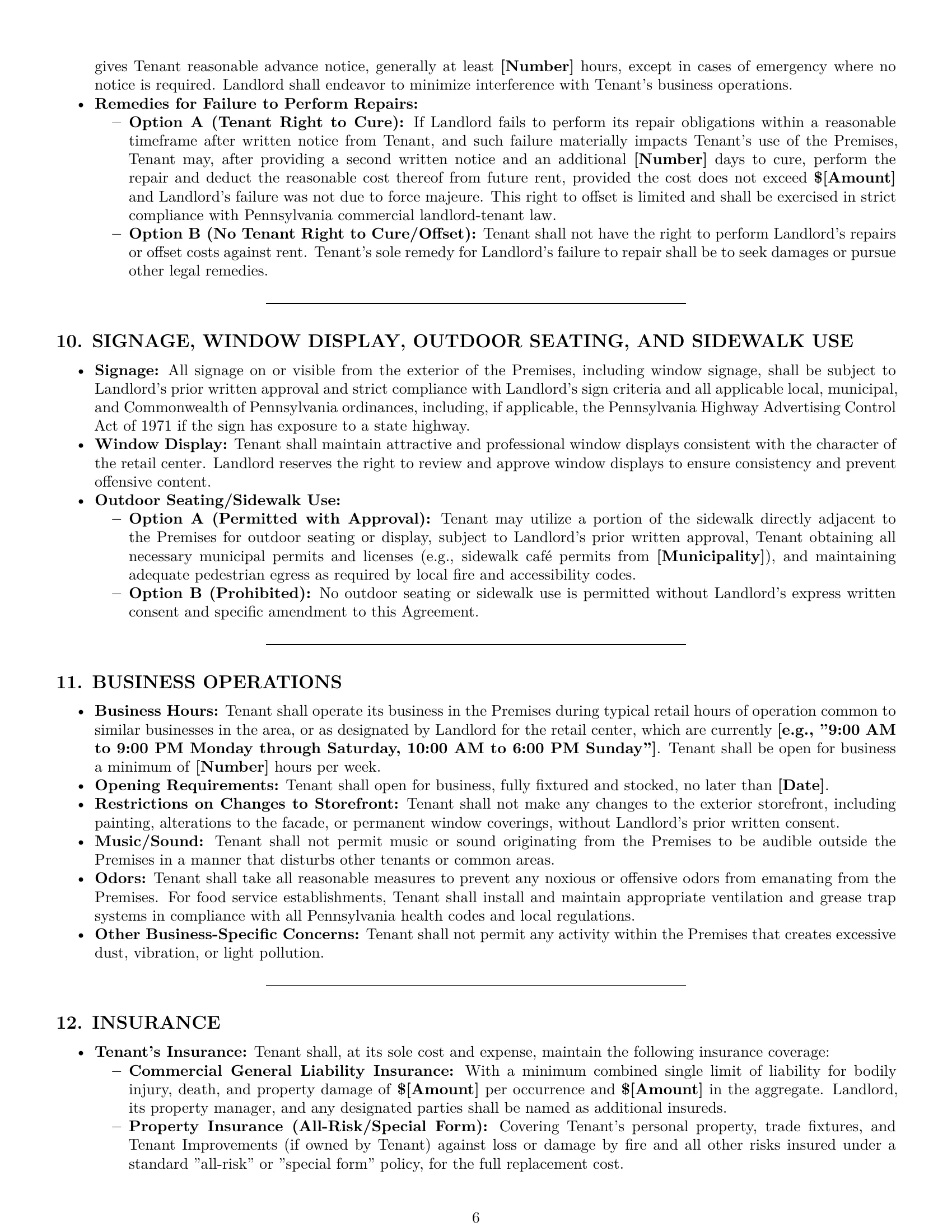 Preview page 6 of Pro Pennsylvania retail lease agreement template