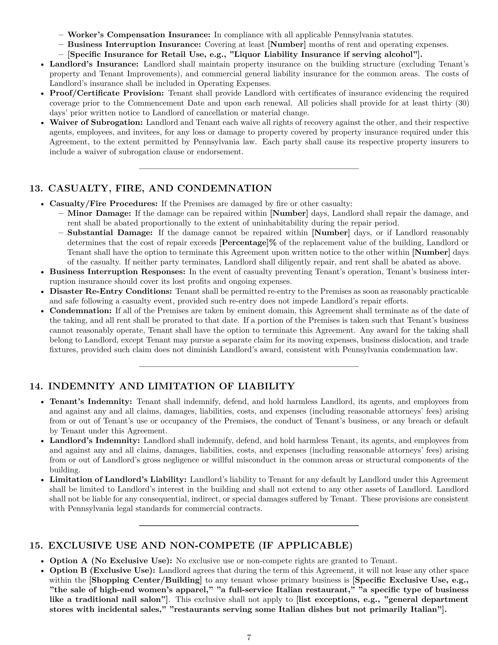 Preview page 7 of Pro Pennsylvania retail lease agreement template