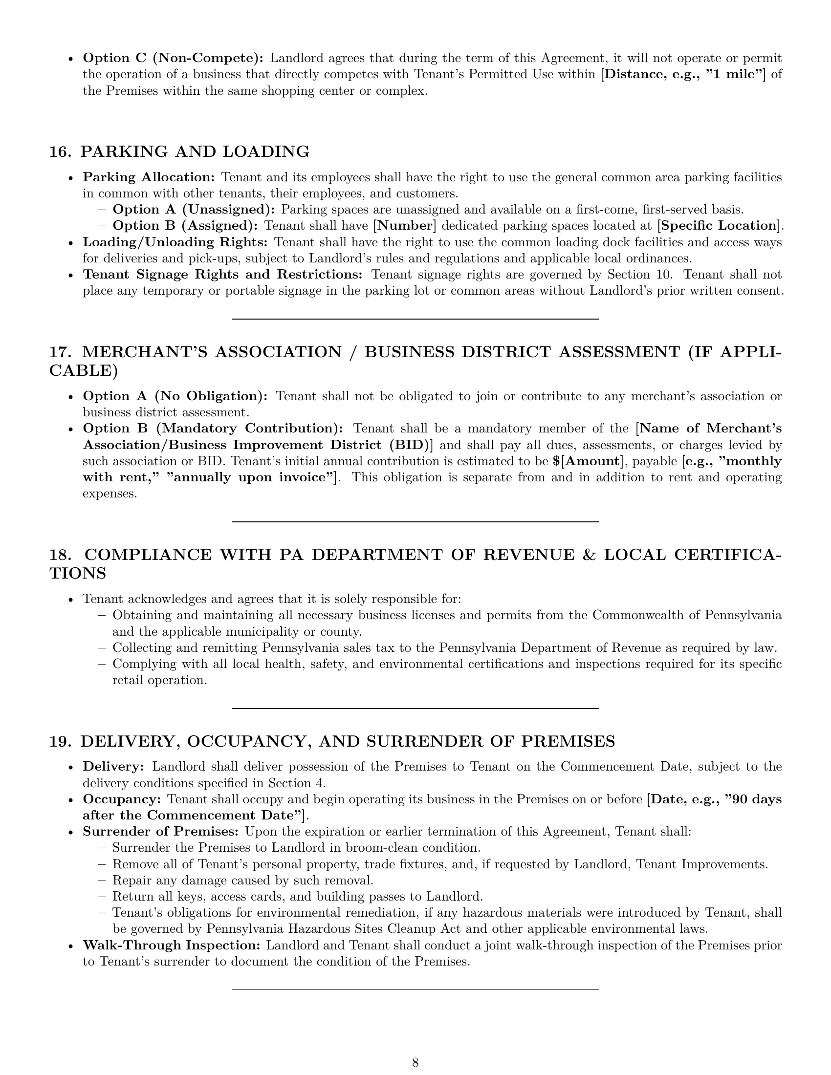Preview page 8 of Pro Pennsylvania retail lease agreement template