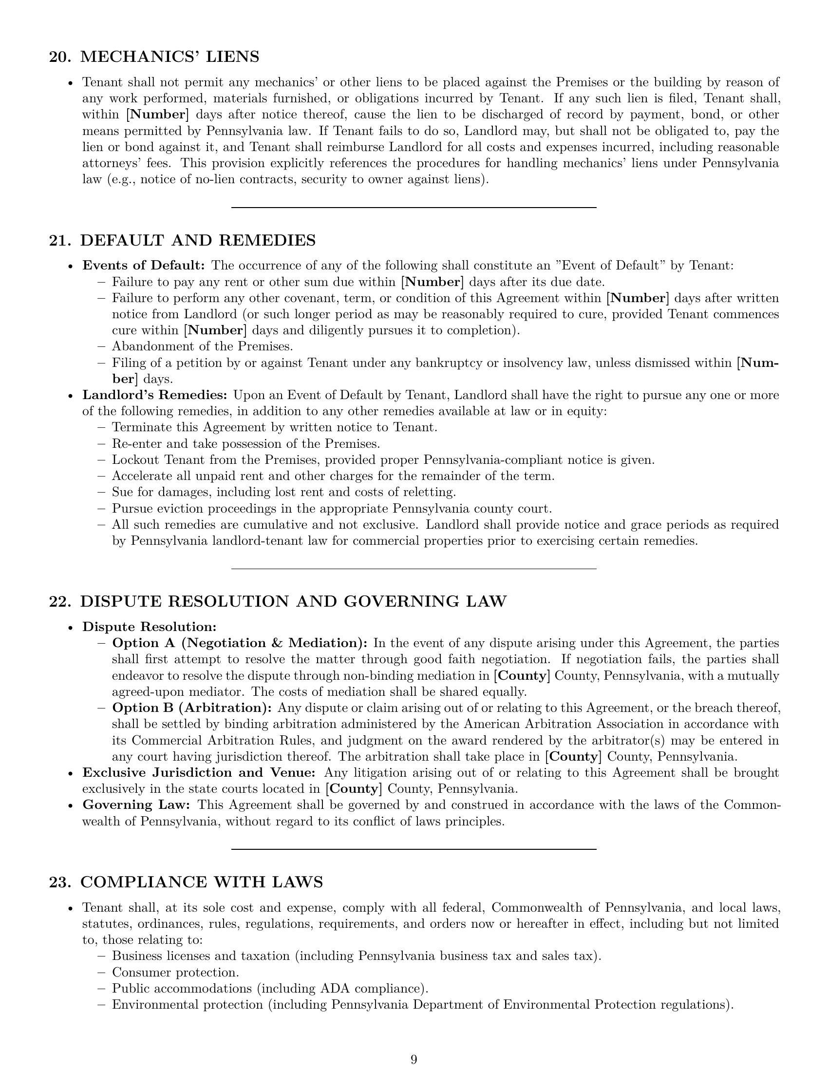 Preview page 9 of Pro Pennsylvania retail lease agreement template