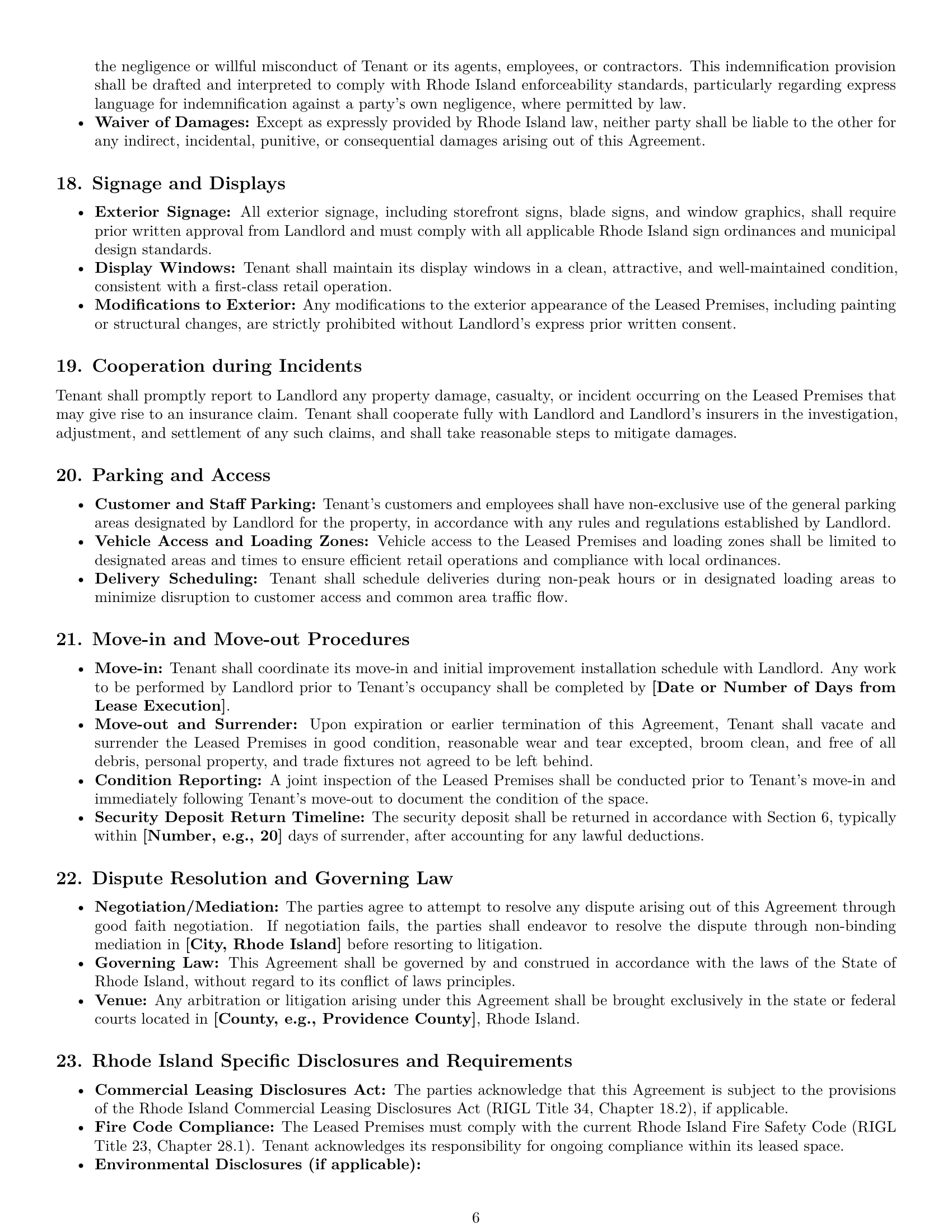 Preview page 6 of Pro Rhode Island retail lease agreement template