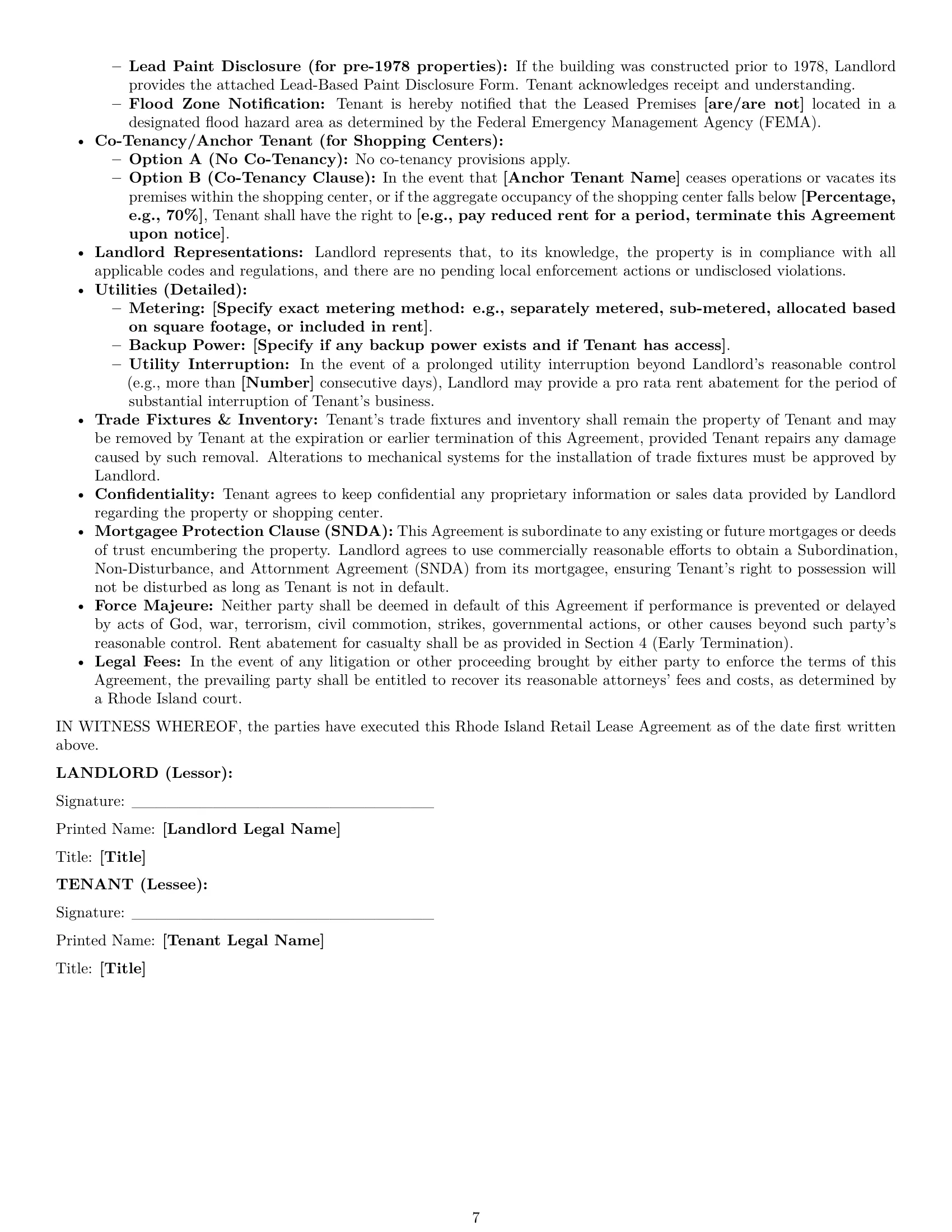 Preview page 7 of Pro Rhode Island retail lease agreement template