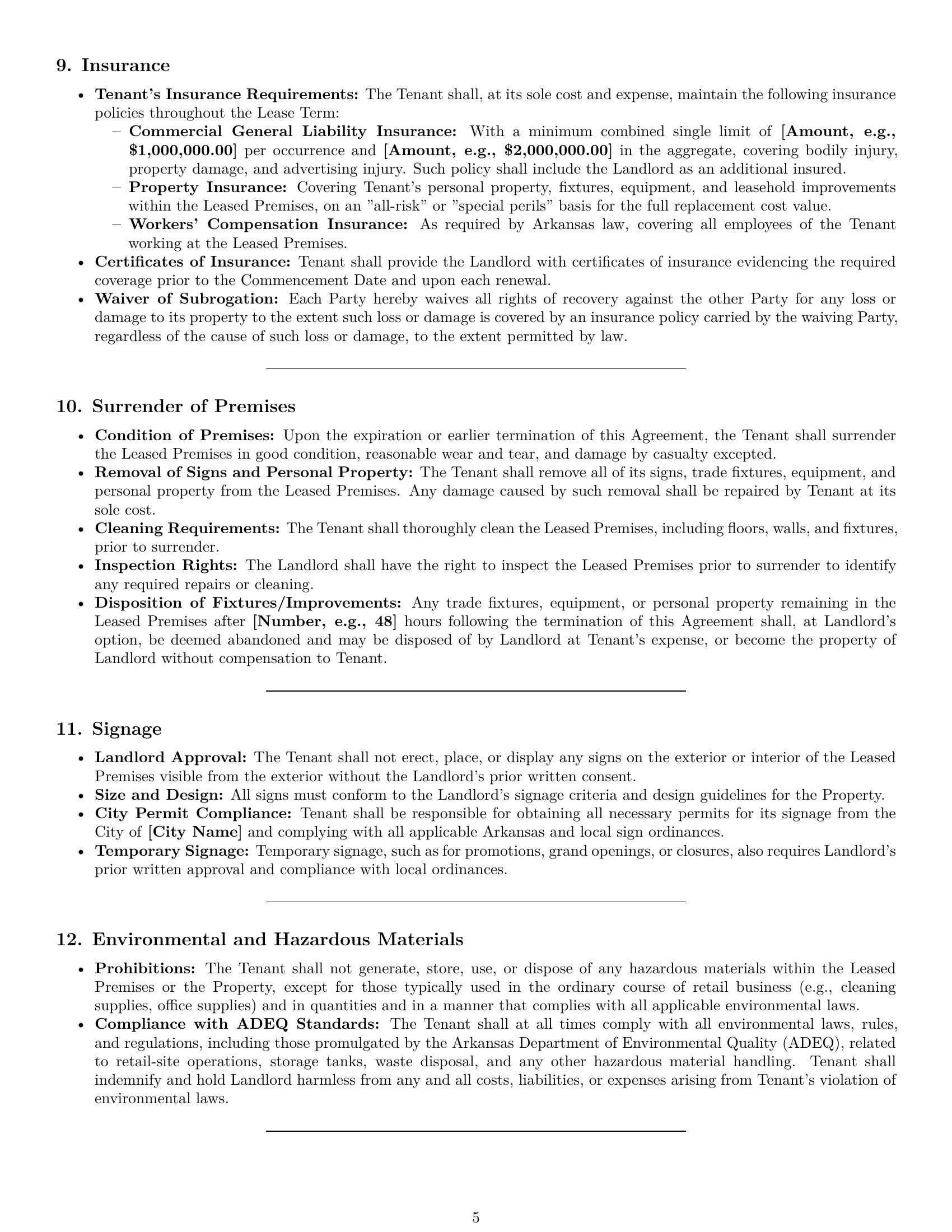 Preview page 5 of Pro Arkansas retail lease agreement template