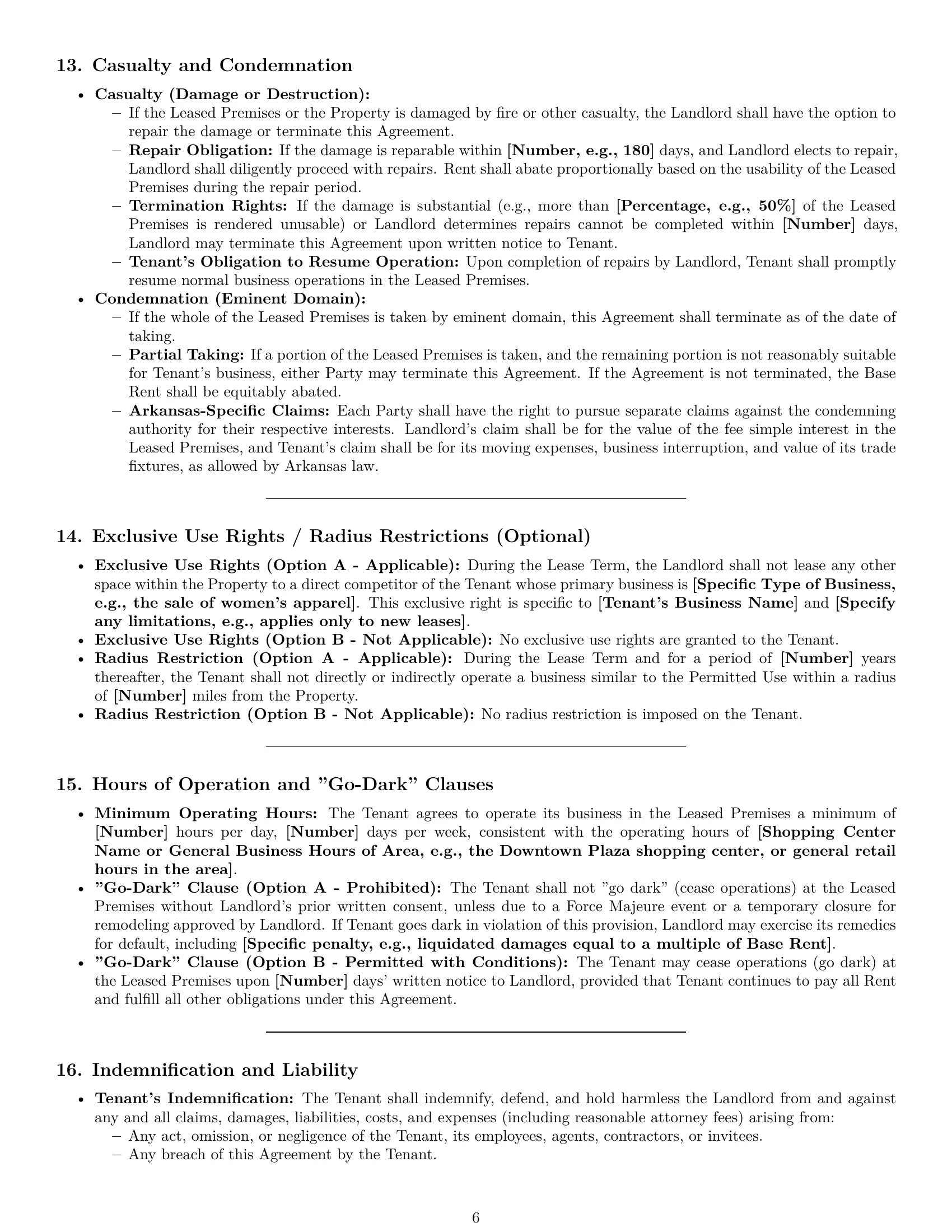 Preview page 6 of Pro Arkansas retail lease agreement template