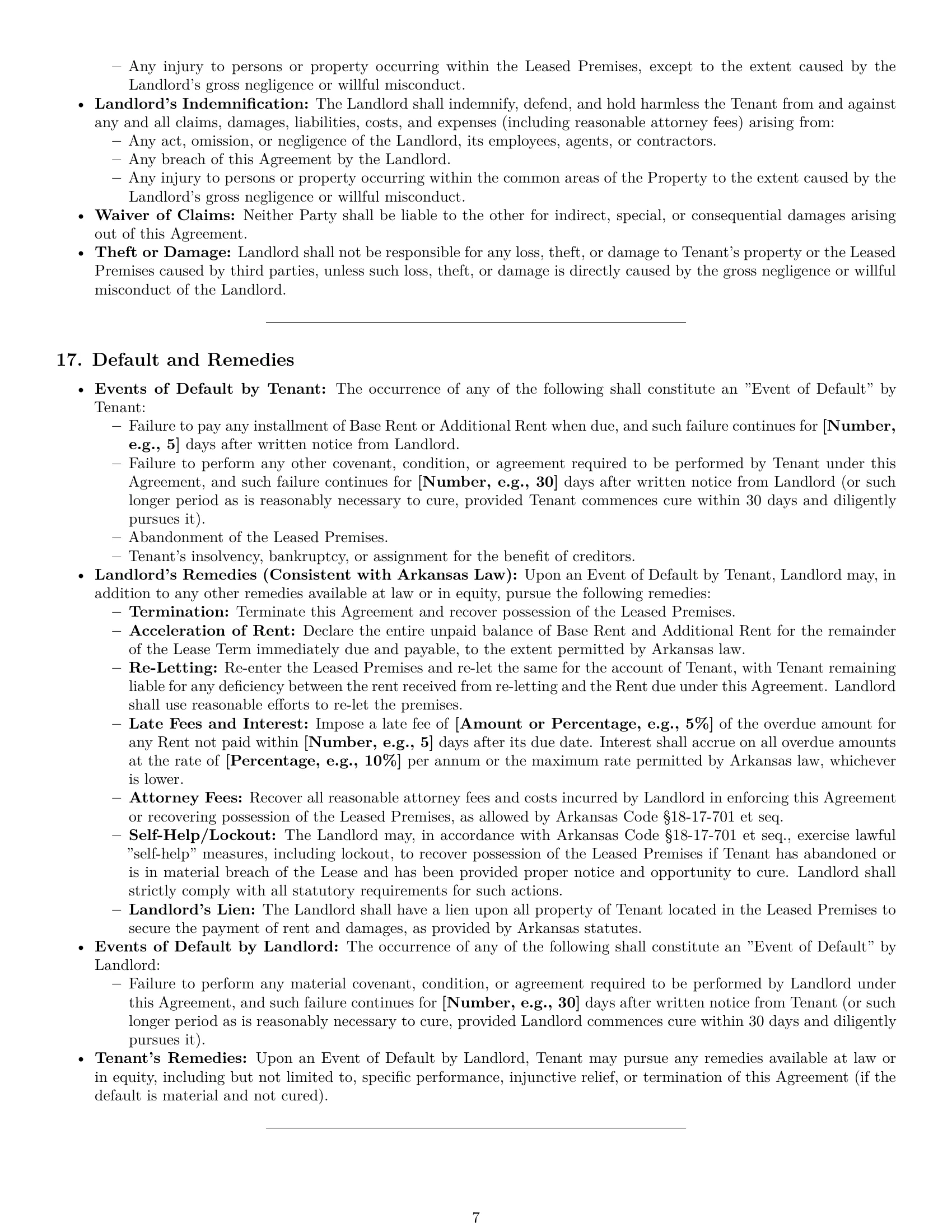 Preview page 7 of Pro Arkansas retail lease agreement template