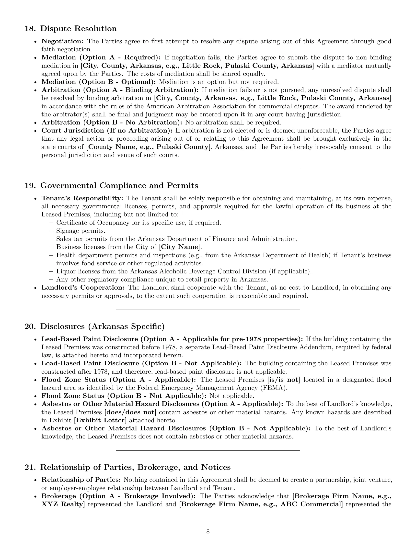 Preview page 8 of Pro Arkansas retail lease agreement template