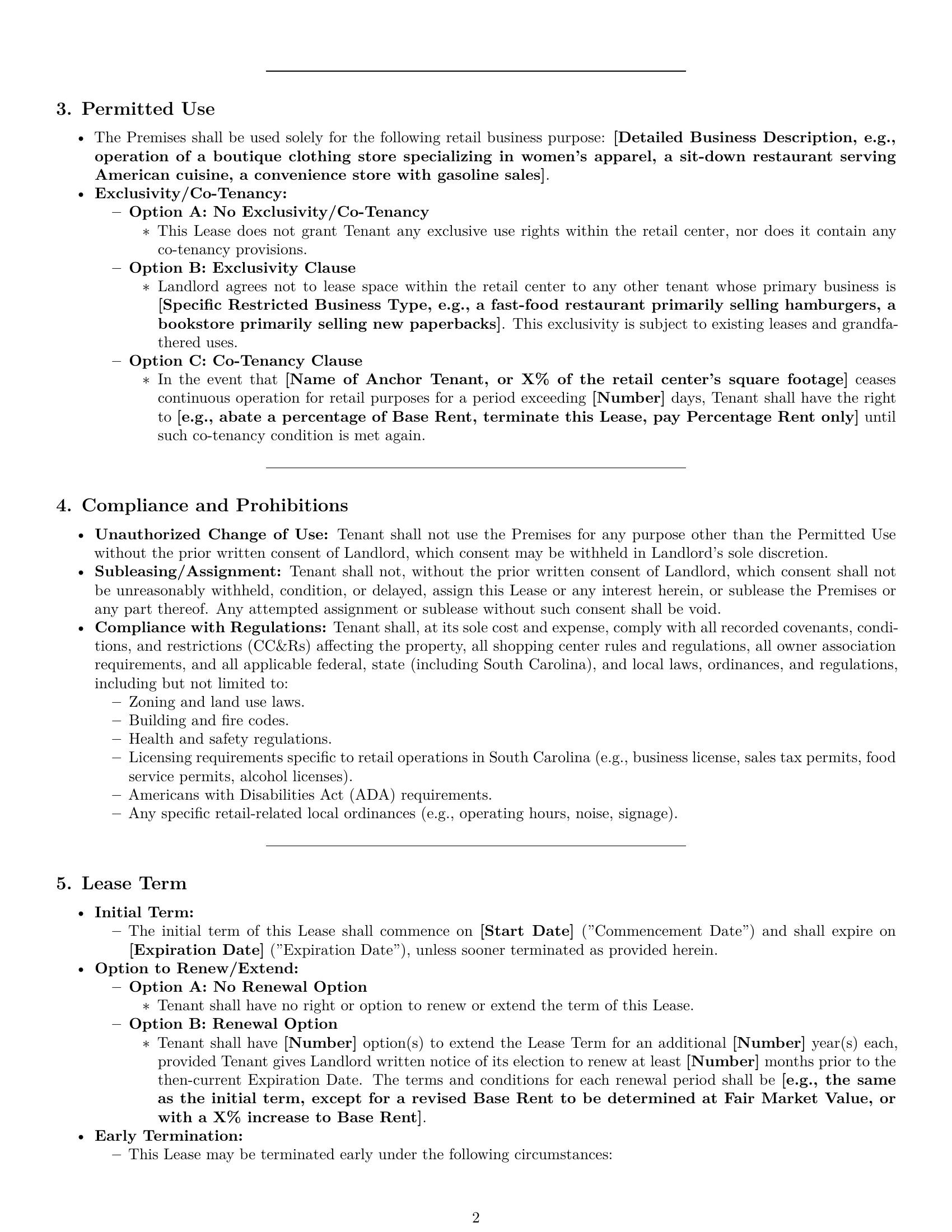 Preview page 2 of Pro South Carolina retail lease agreement template