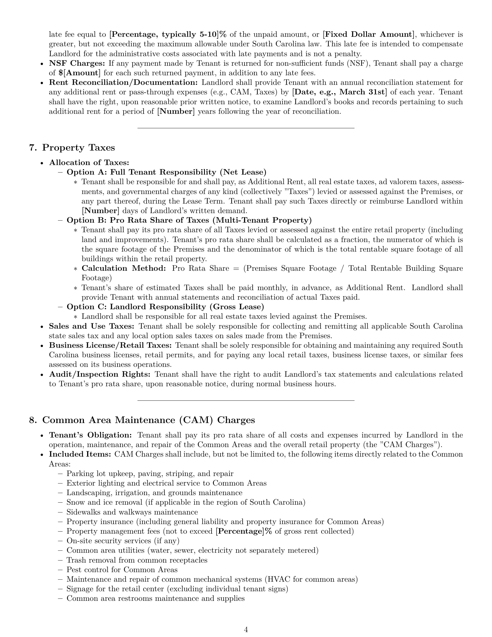 Preview page 4 of Pro South Carolina retail lease agreement template