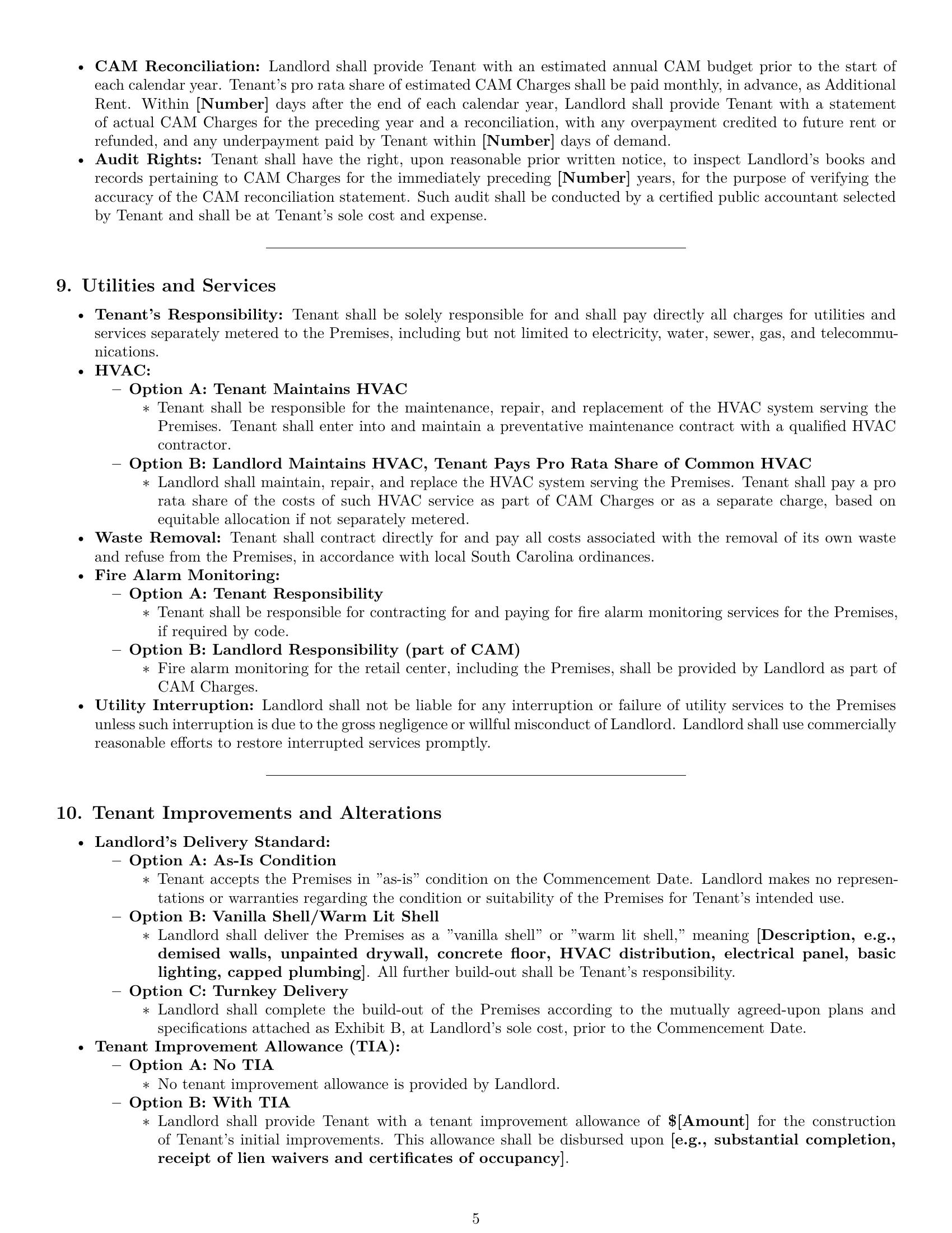 Preview page 5 of Pro South Carolina retail lease agreement template