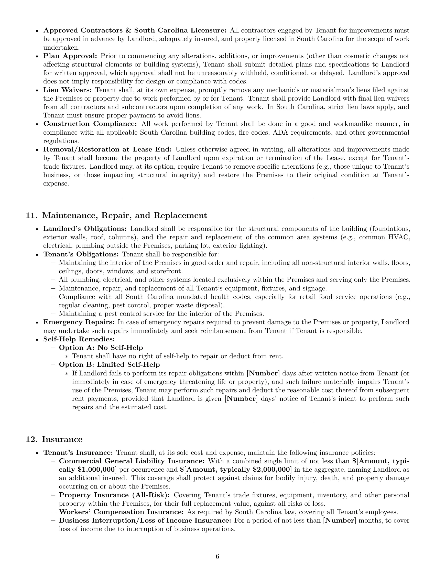 Preview page 6 of Pro South Carolina retail lease agreement template