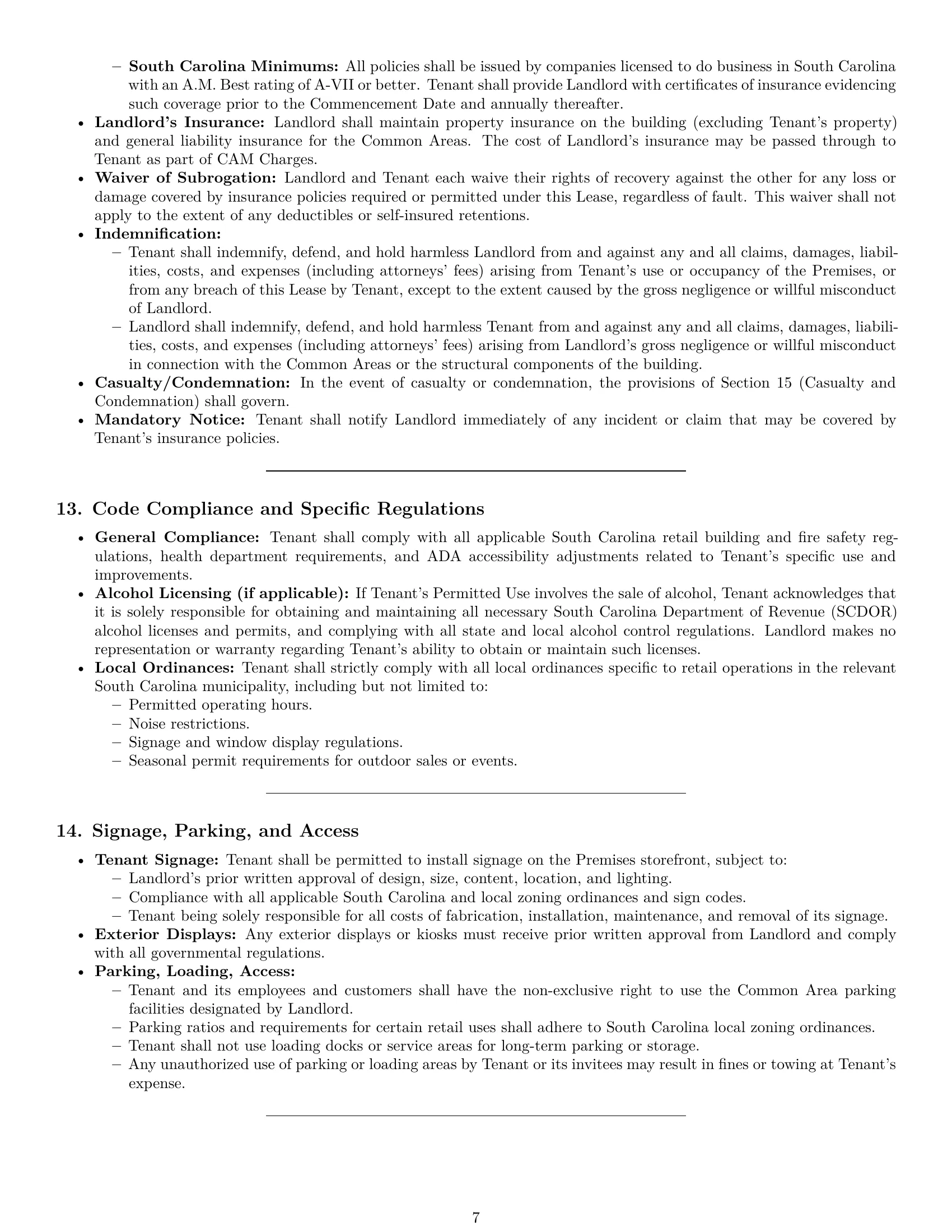 Preview page 7 of Pro South Carolina retail lease agreement template