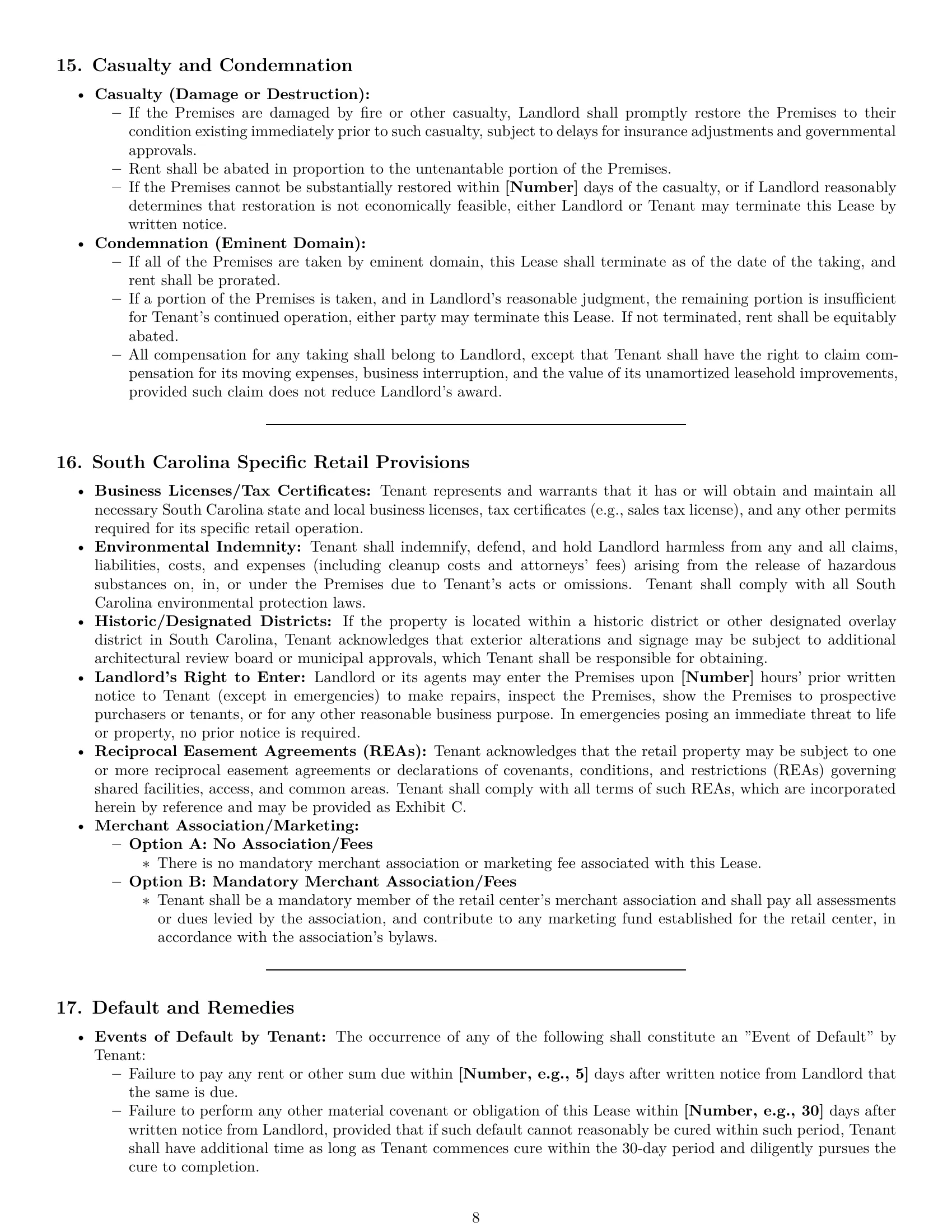 Preview page 8 of Pro South Carolina retail lease agreement template