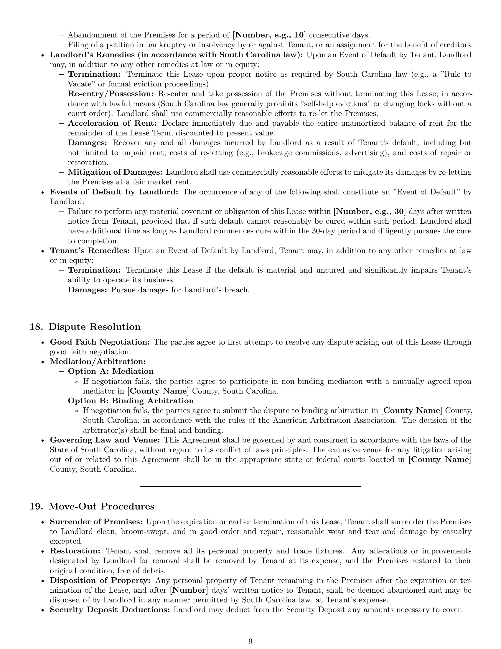 Preview page 9 of Pro South Carolina retail lease agreement template