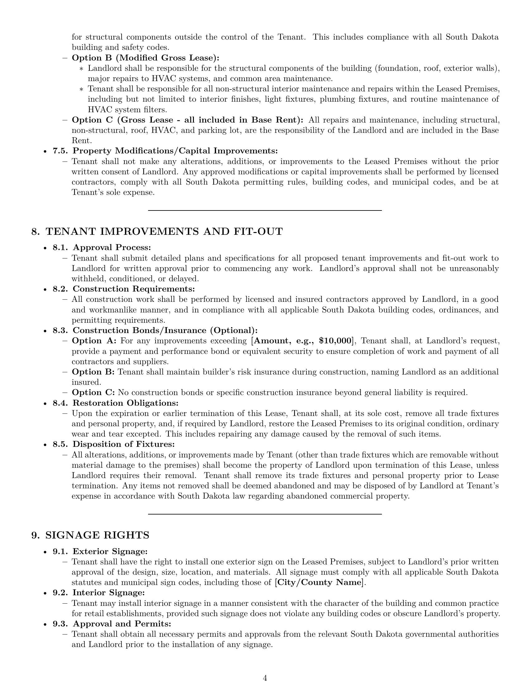 Preview page 4 of Pro South Dakota retail lease agreement template