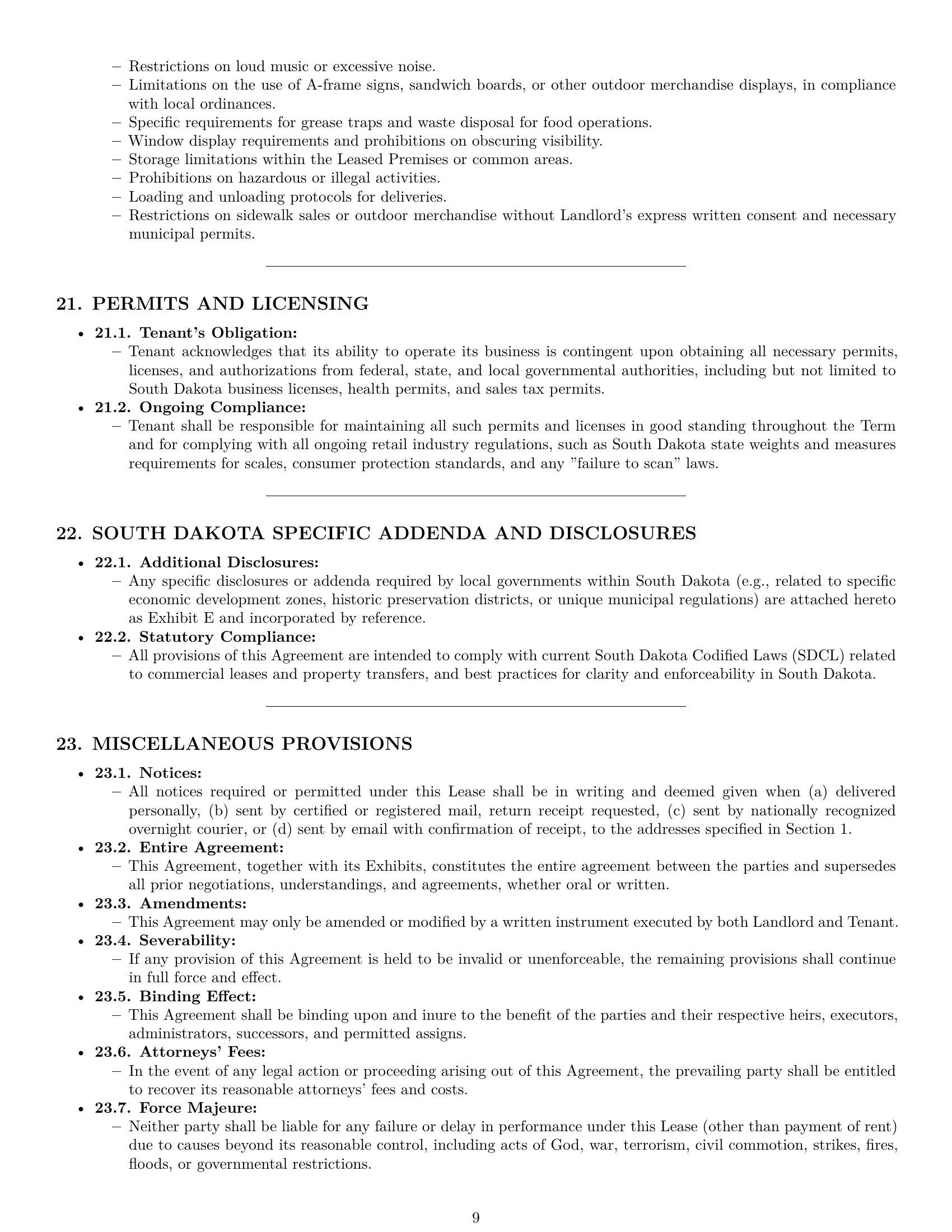 Preview page 9 of Pro South Dakota retail lease agreement template