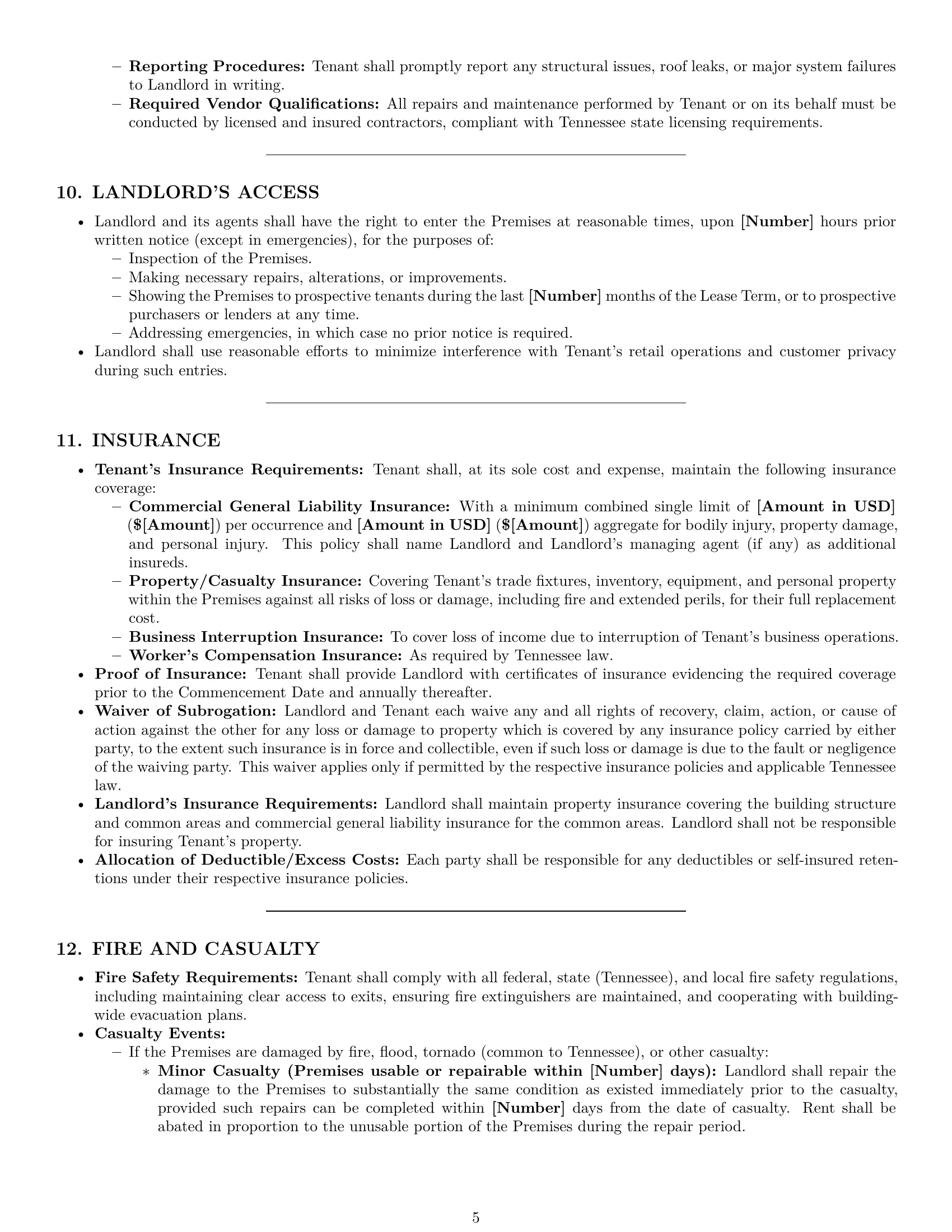 Preview page 5 of Pro Tennessee retail lease agreement template