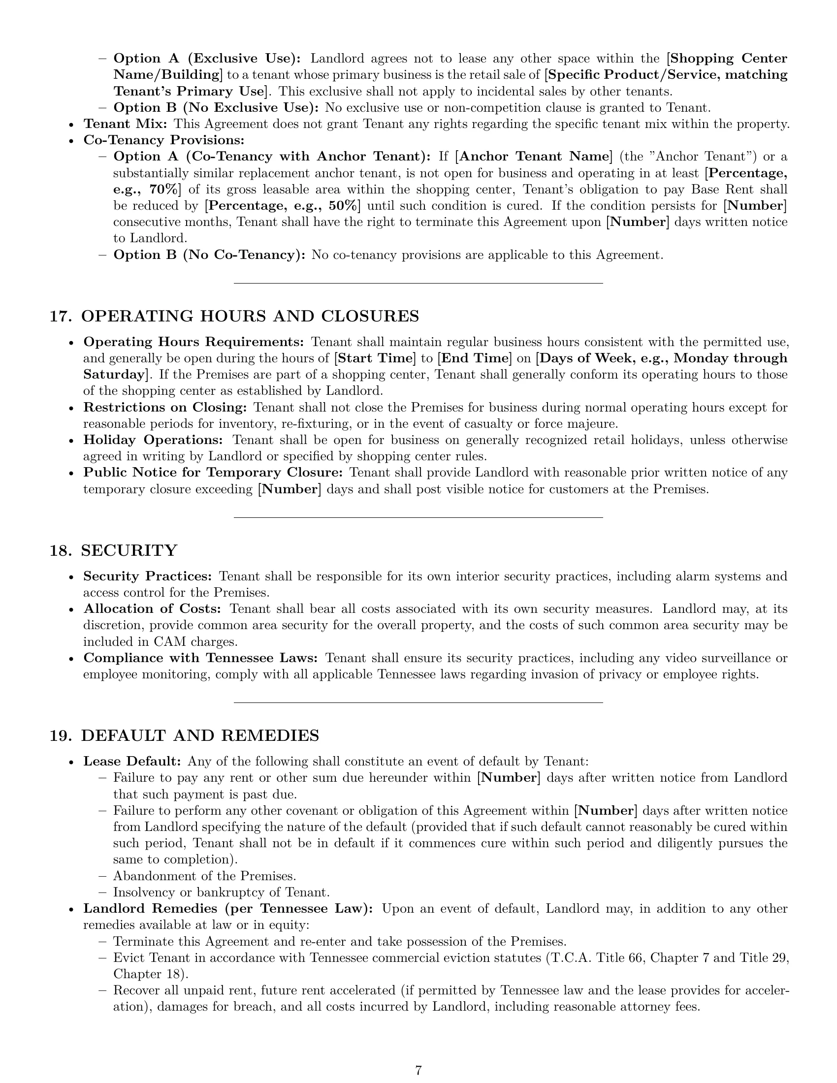 Preview page 7 of Pro Tennessee retail lease agreement template