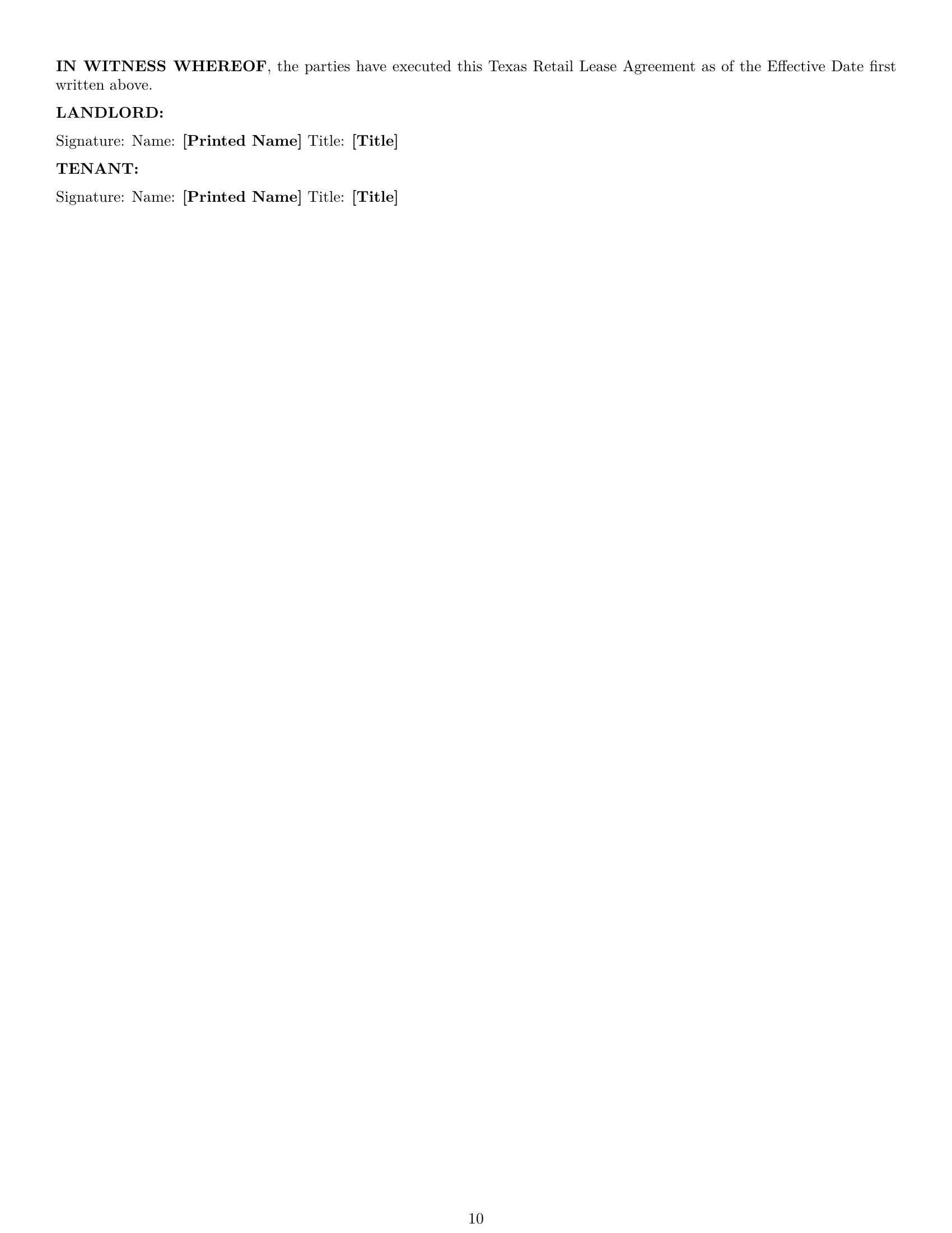 Preview page 10 of Pro Texas retail lease agreement template
