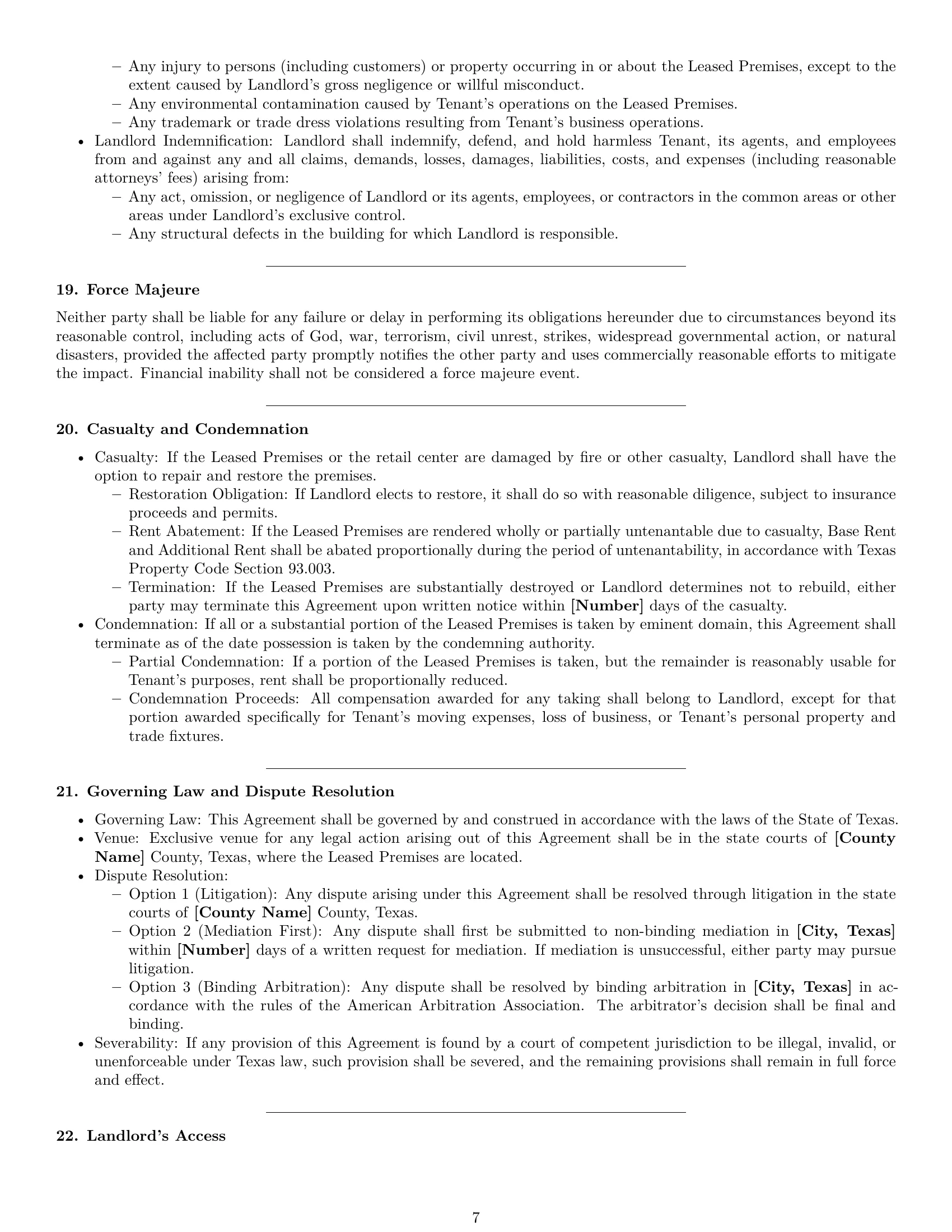 Preview page 7 of Pro Texas retail lease agreement template