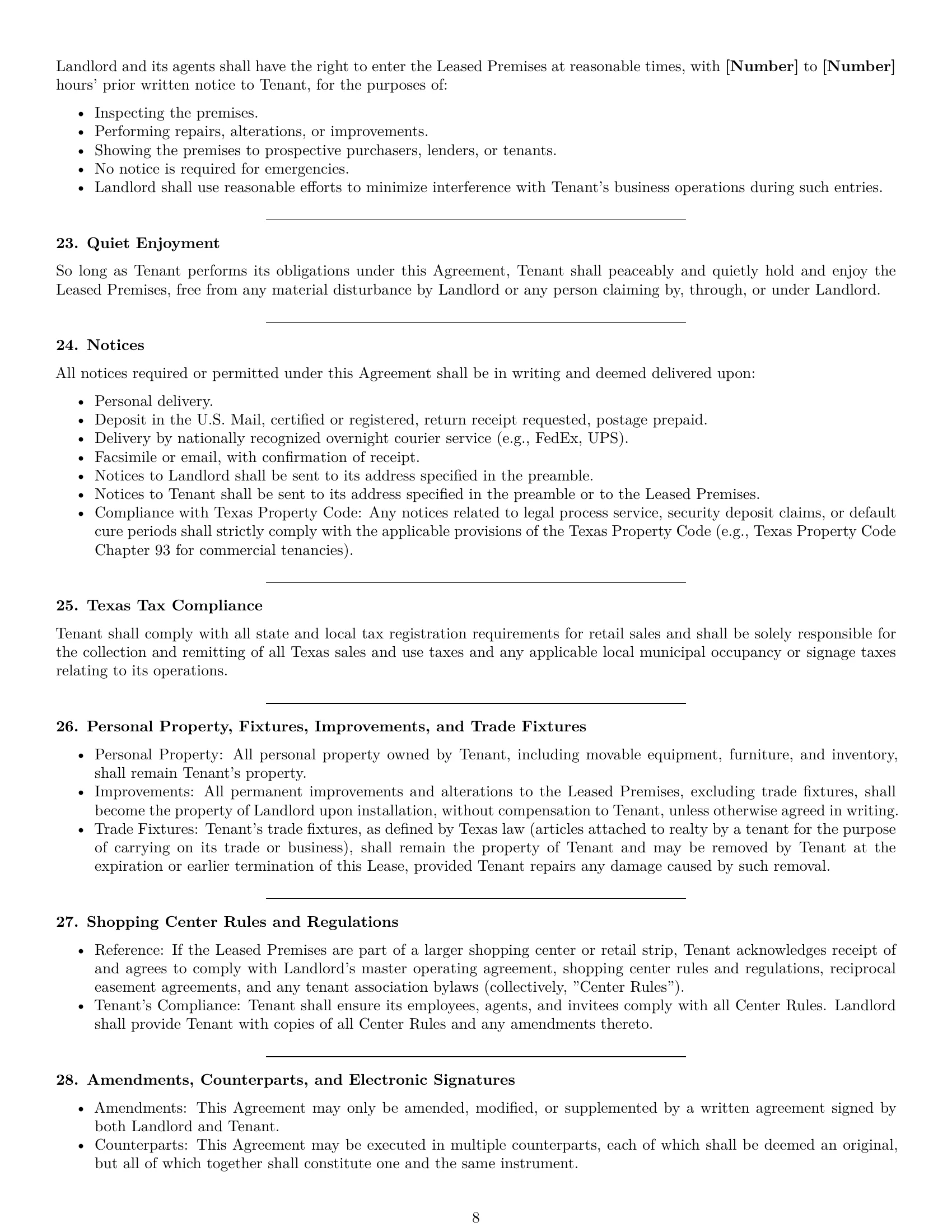 Preview page 8 of Pro Texas retail lease agreement template