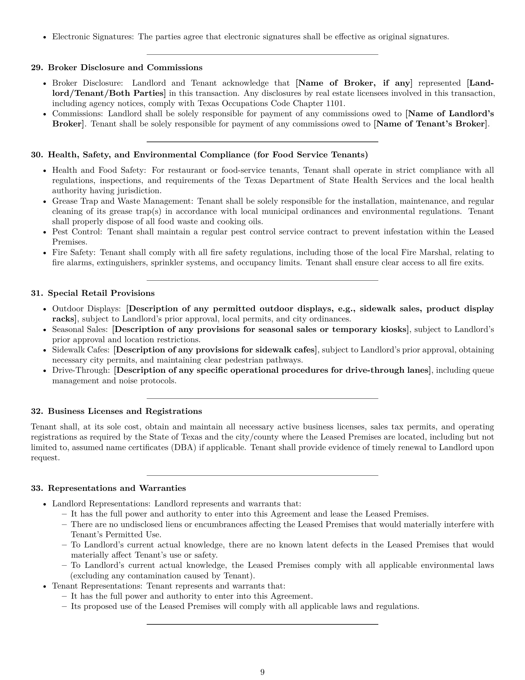 Preview page 9 of Pro Texas retail lease agreement template