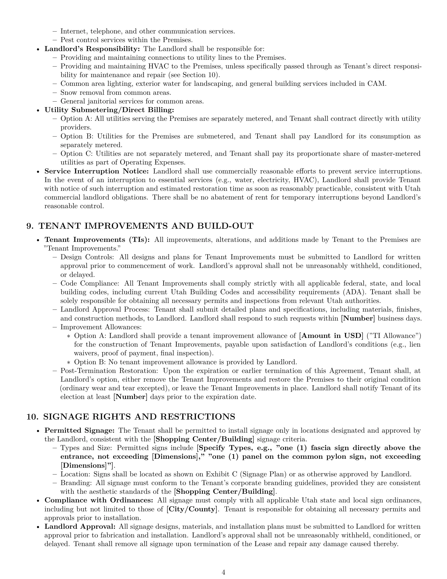 Preview page 4 of Pro Utah retail lease agreement template
