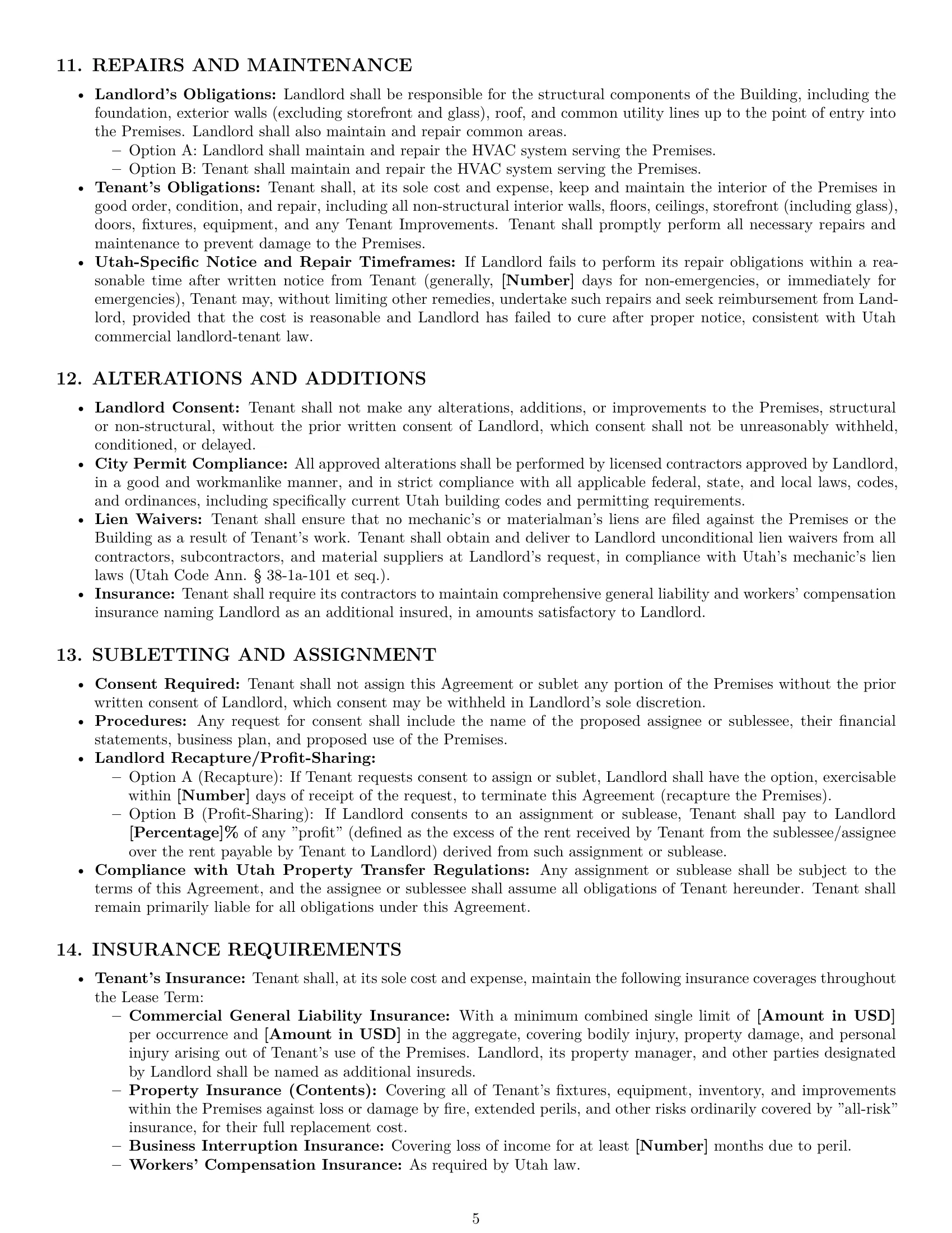 Preview page 5 of Pro Utah retail lease agreement template