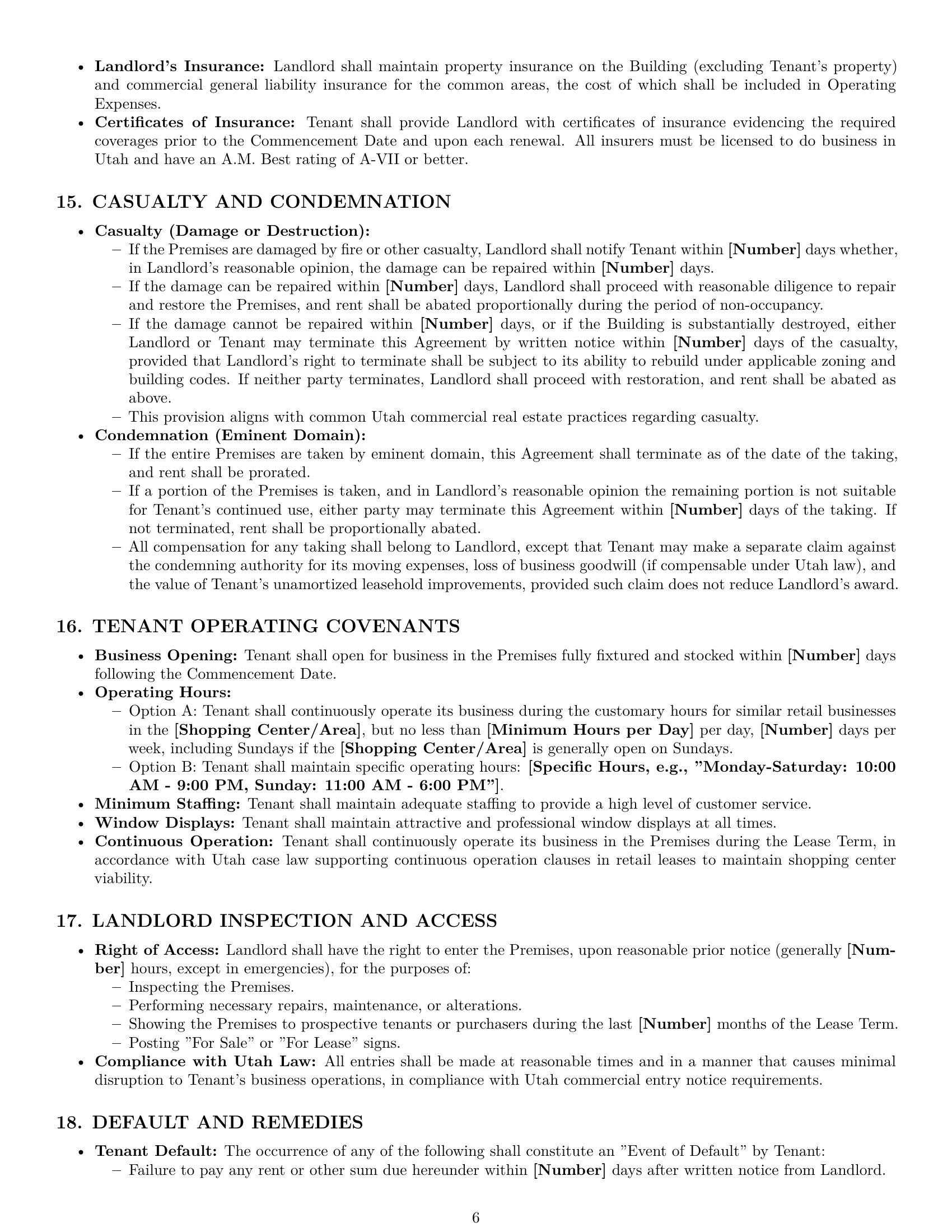 Preview page 6 of Pro Utah retail lease agreement template