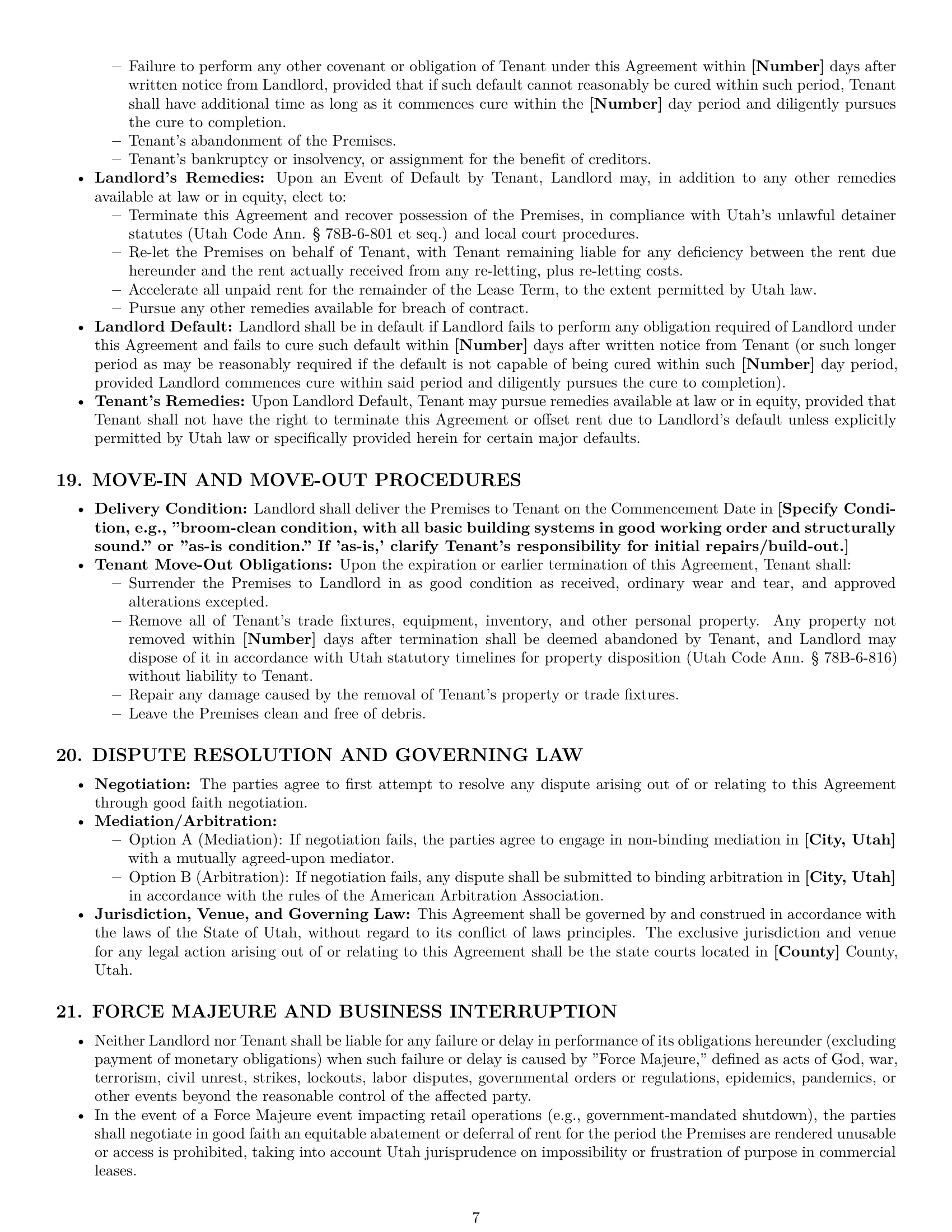 Preview page 7 of Pro Utah retail lease agreement template