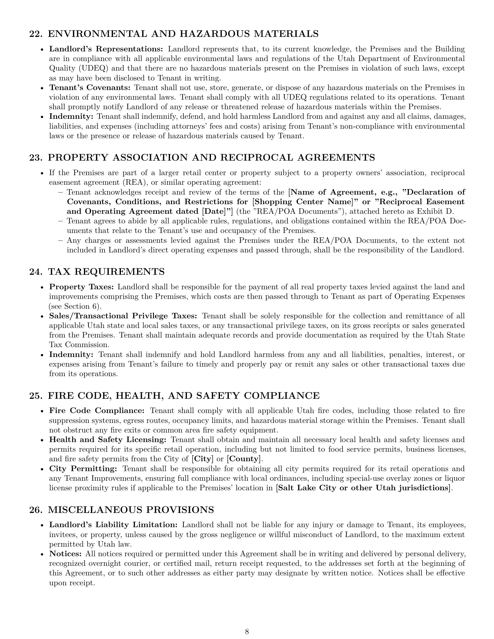 Preview page 8 of Pro Utah retail lease agreement template