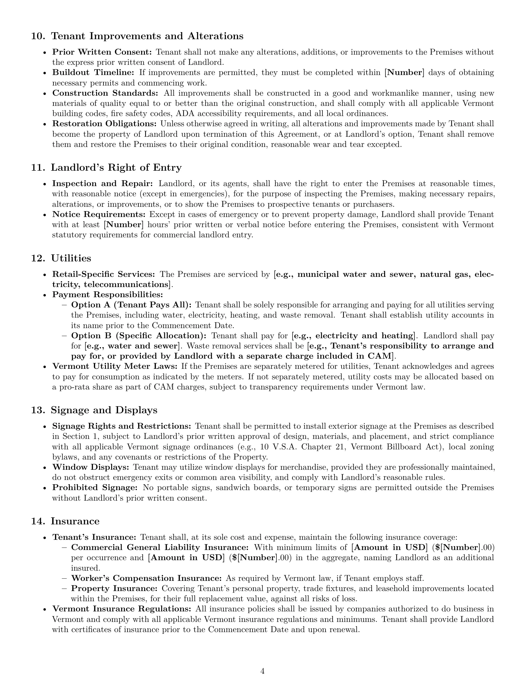 Preview page 4 of Pro Vermont retail lease agreement template