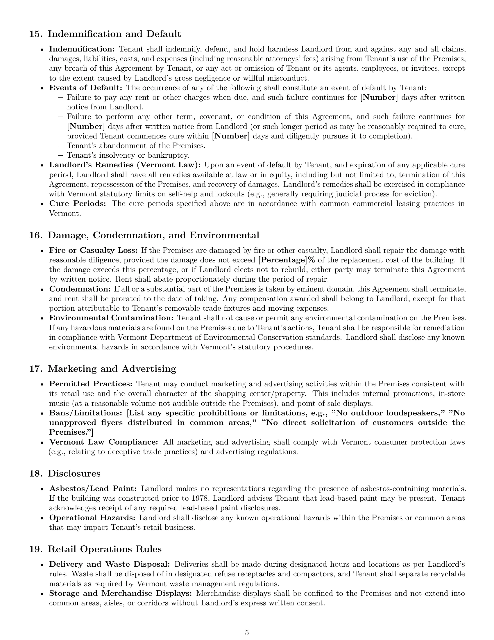 Preview page 5 of Pro Vermont retail lease agreement template