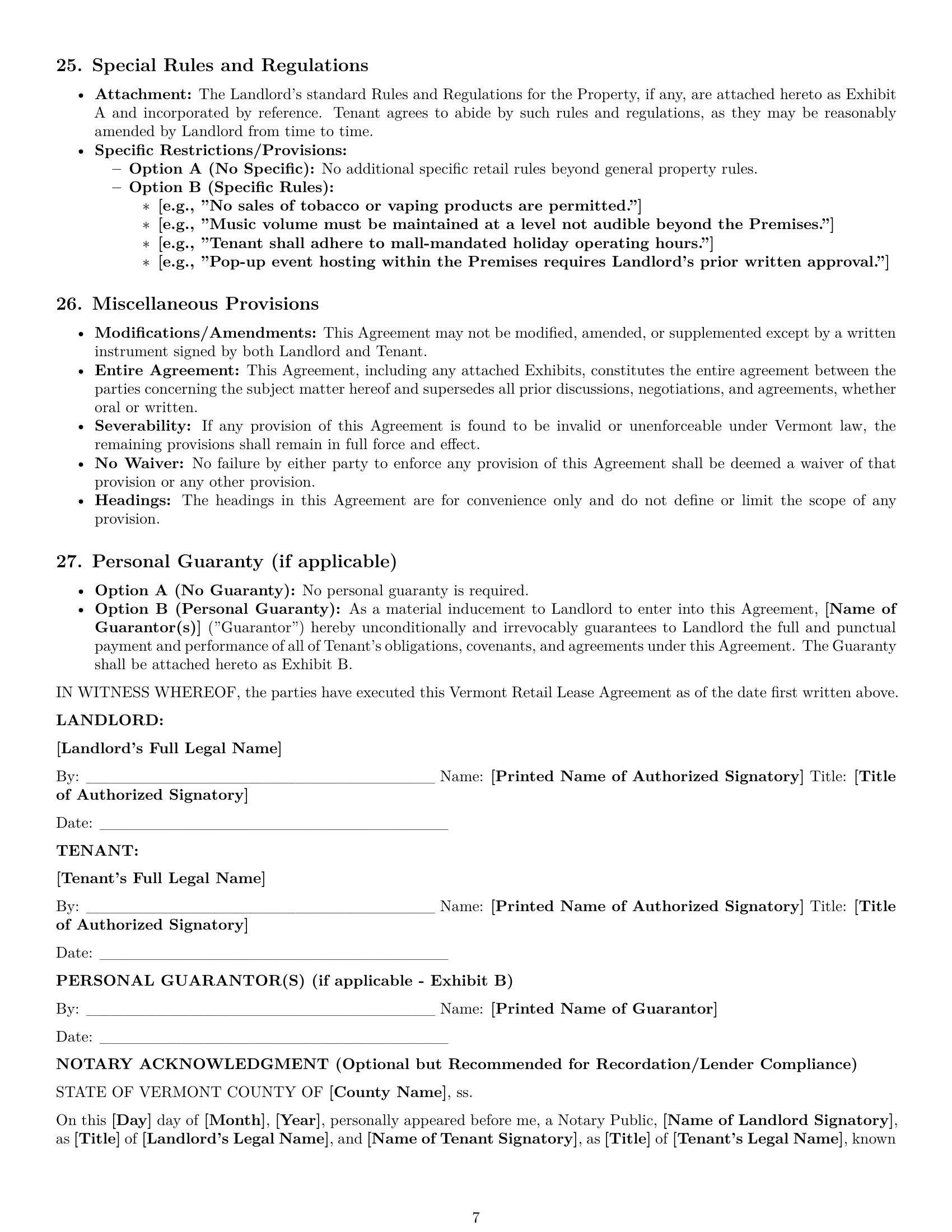 Preview page 7 of Pro Vermont retail lease agreement template