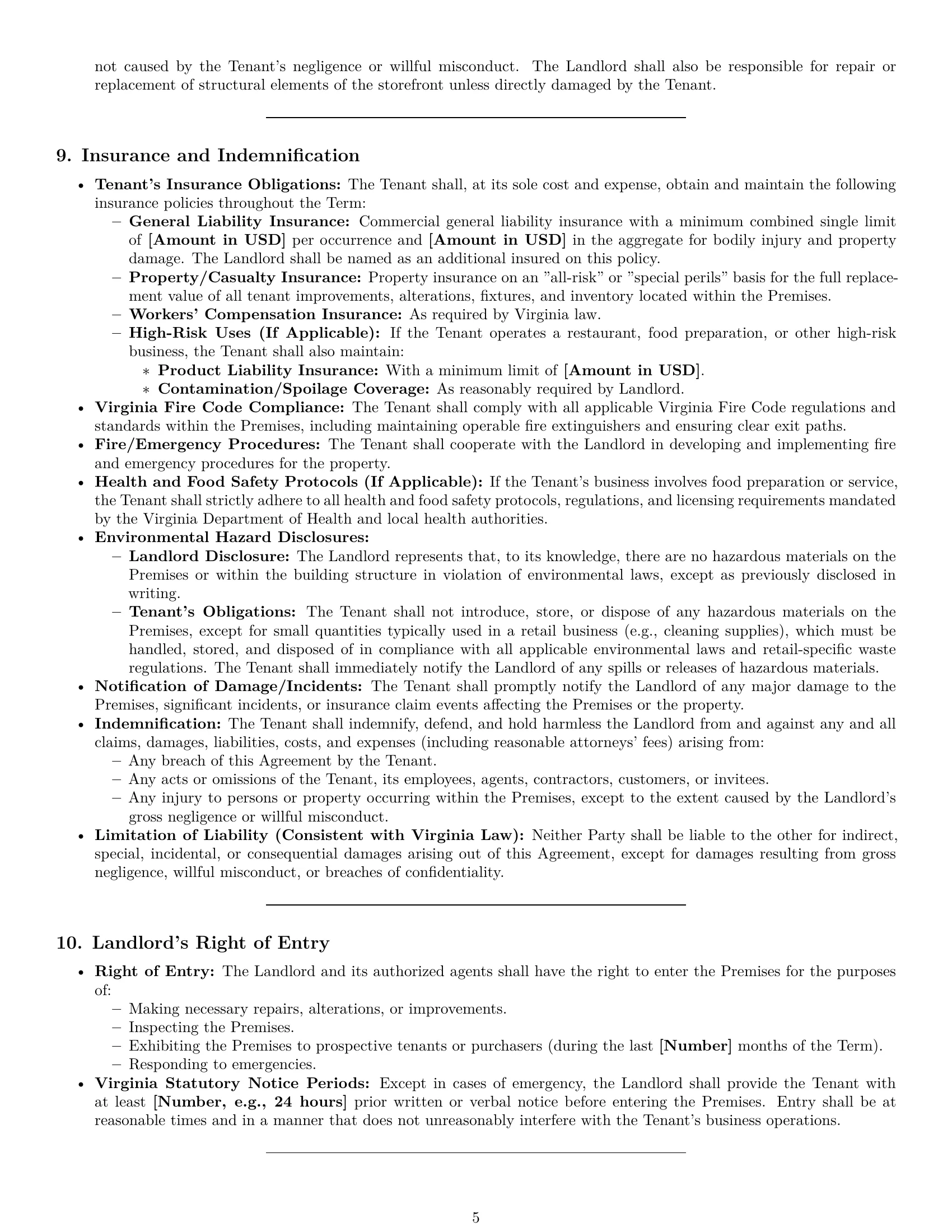 Preview page 5 of Pro Virginia retail lease agreement template
