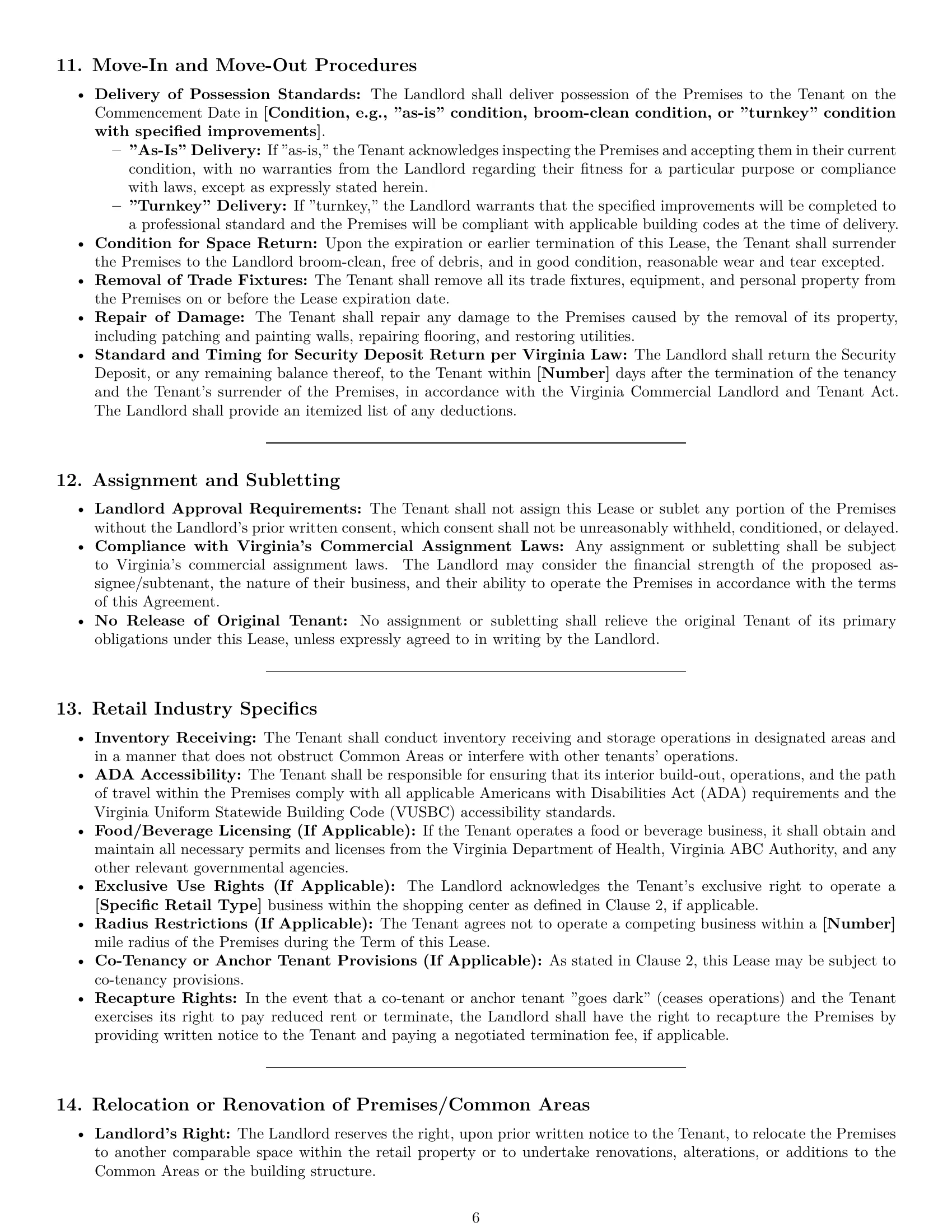 Preview page 6 of Pro Virginia retail lease agreement template