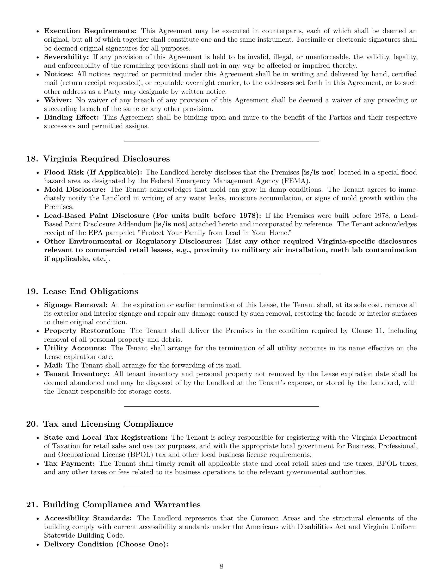 Preview page 8 of Pro Virginia retail lease agreement template