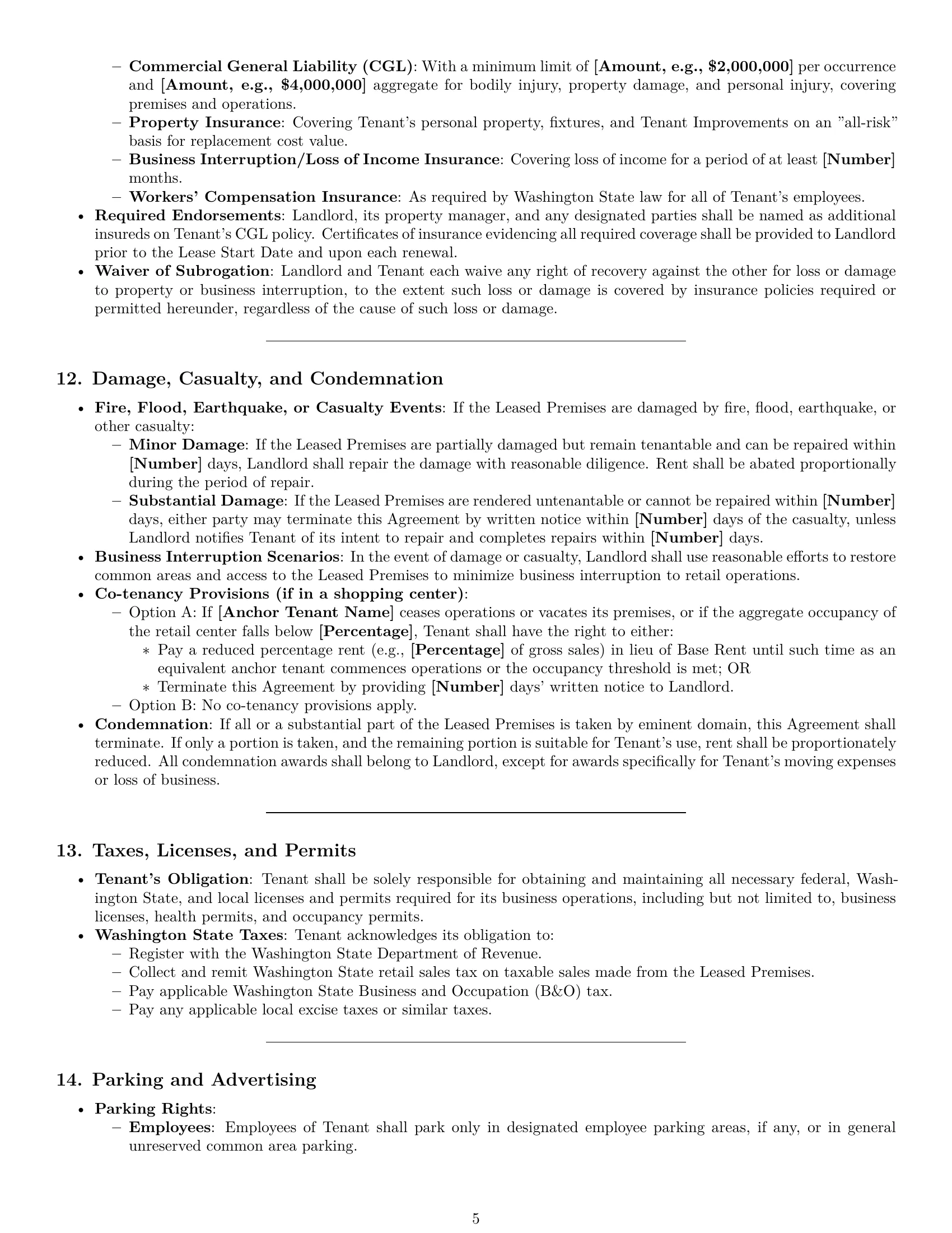 Preview page 5 of Pro Washington retail lease agreement template