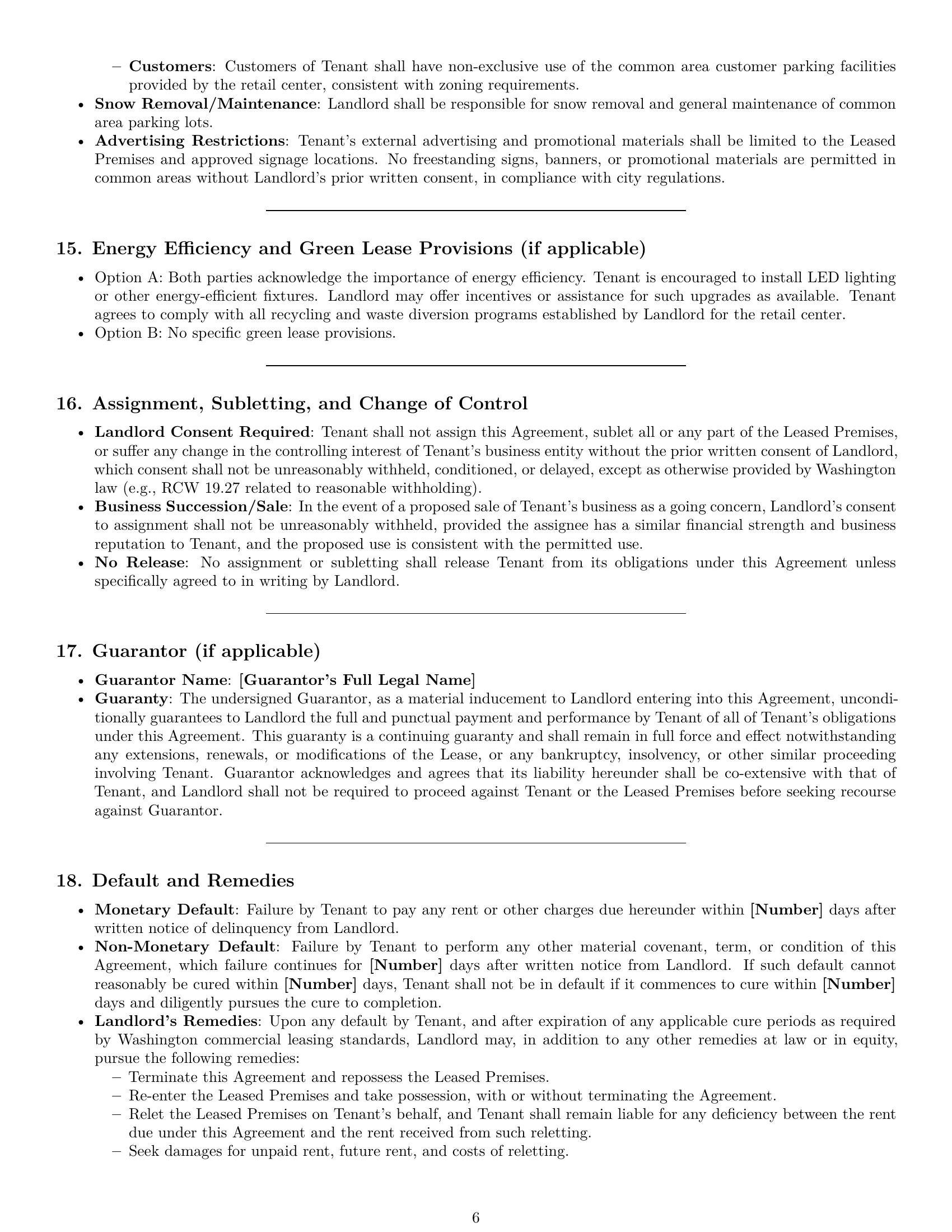 Preview page 6 of Pro Washington retail lease agreement template