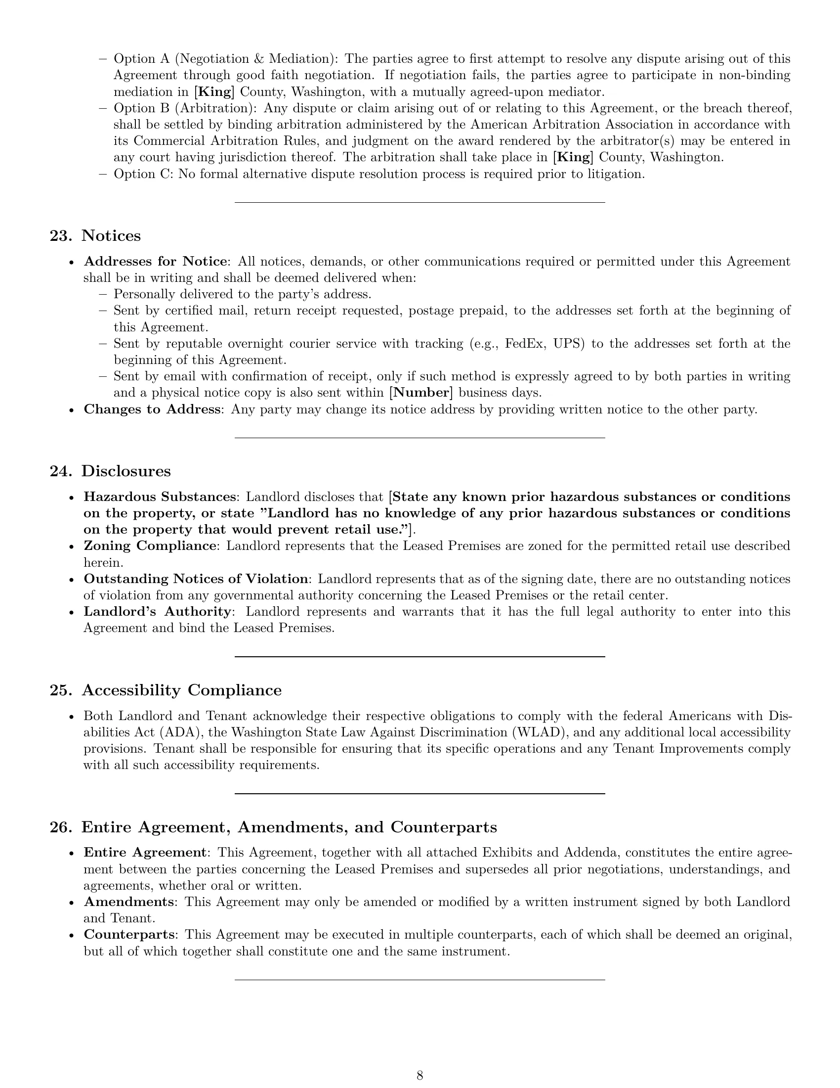 Preview page 8 of Pro Washington retail lease agreement template