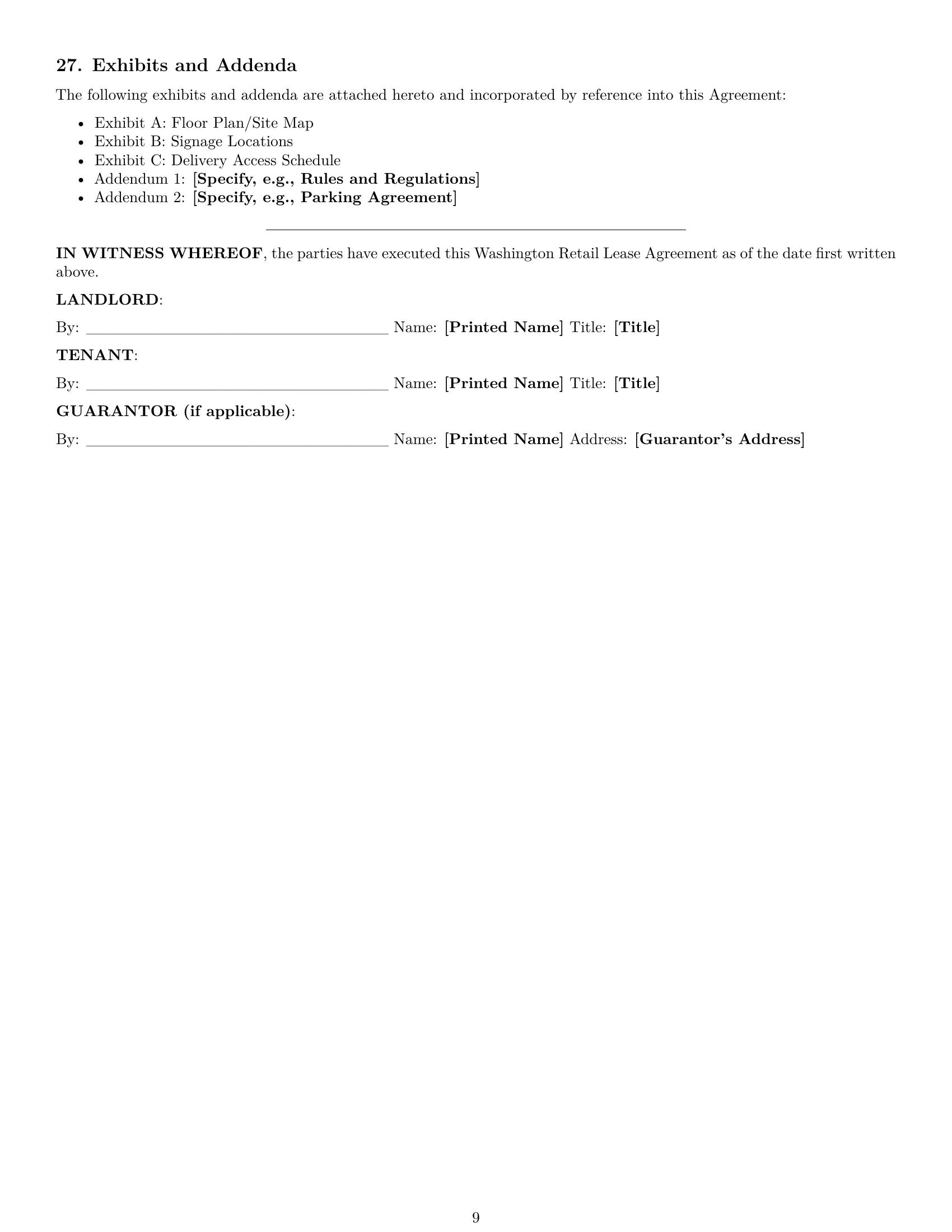 Preview page 9 of Pro Washington retail lease agreement template