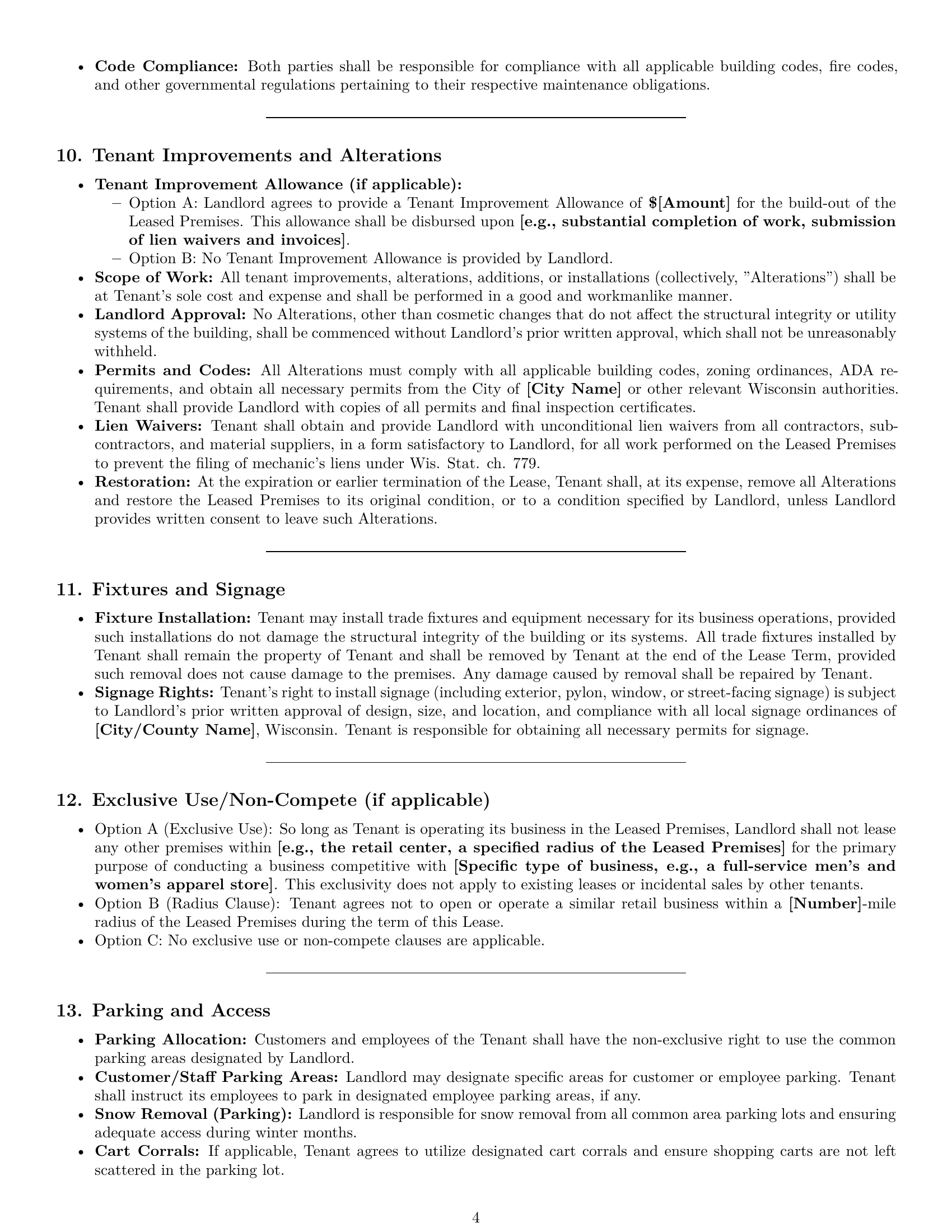Preview page 4 of Pro Wisconsin retail lease agreement template